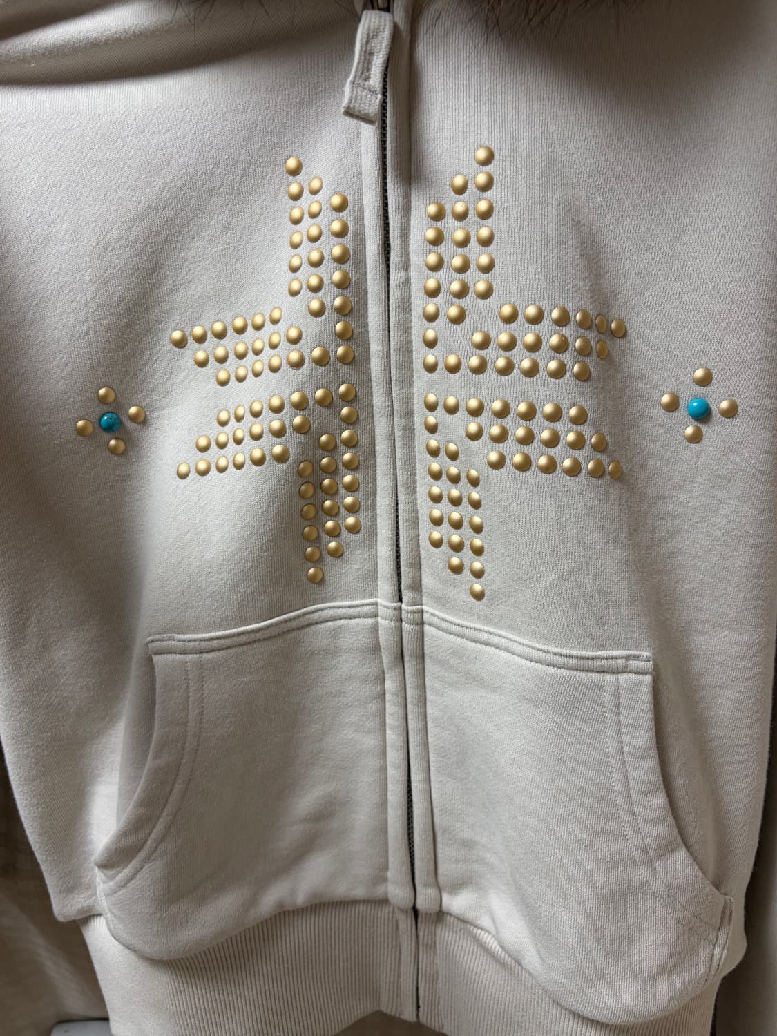 (M) 스컬프터 트리밍 퍼 후드집업 더티화이트 퍼자켓 상품이미지4