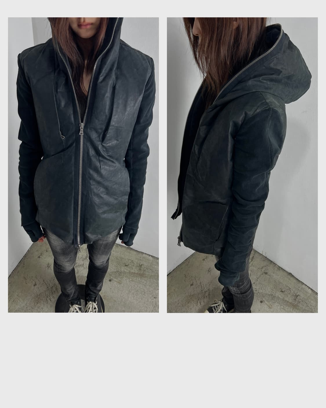 아이작 세럼 (Isaac Sellam) 풀 집업 레더 다운 자켓 상품이미지1