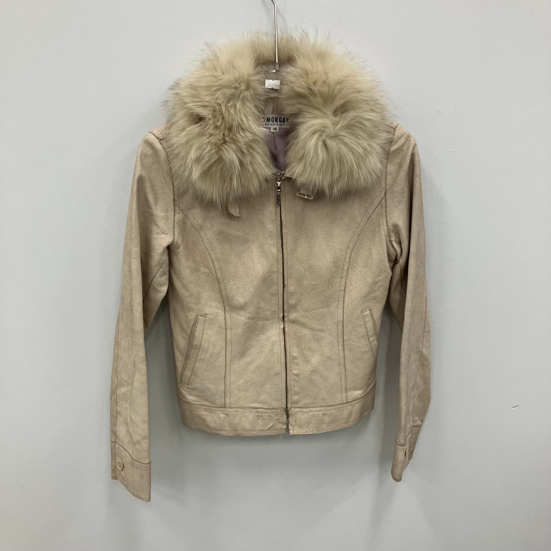 모르간 베이지 퍼 카라 스웨이드 자켓 36 상품이미지1