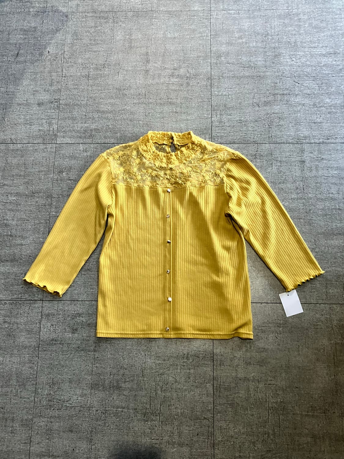 일본빈티지 Infni 달천깔페어리 프린세스할메카지 레이스 니트스웨터 노랑 상품이미지1