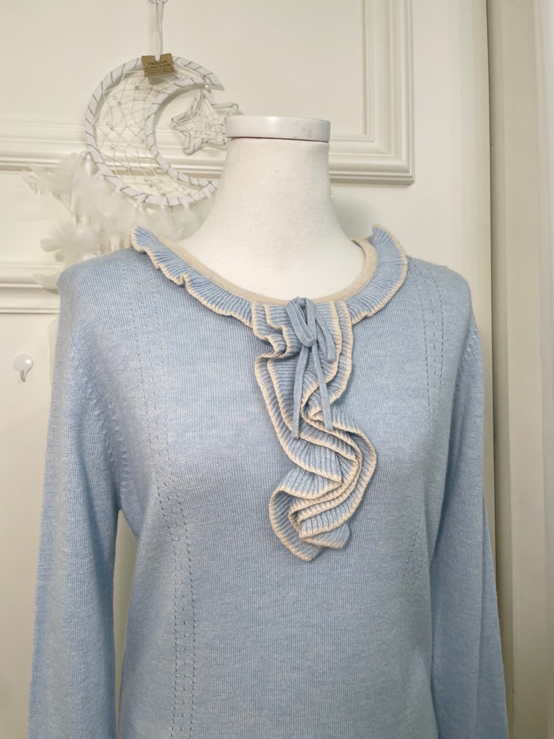 sky-blue melange ruffle ivory point knit 상품이미지6