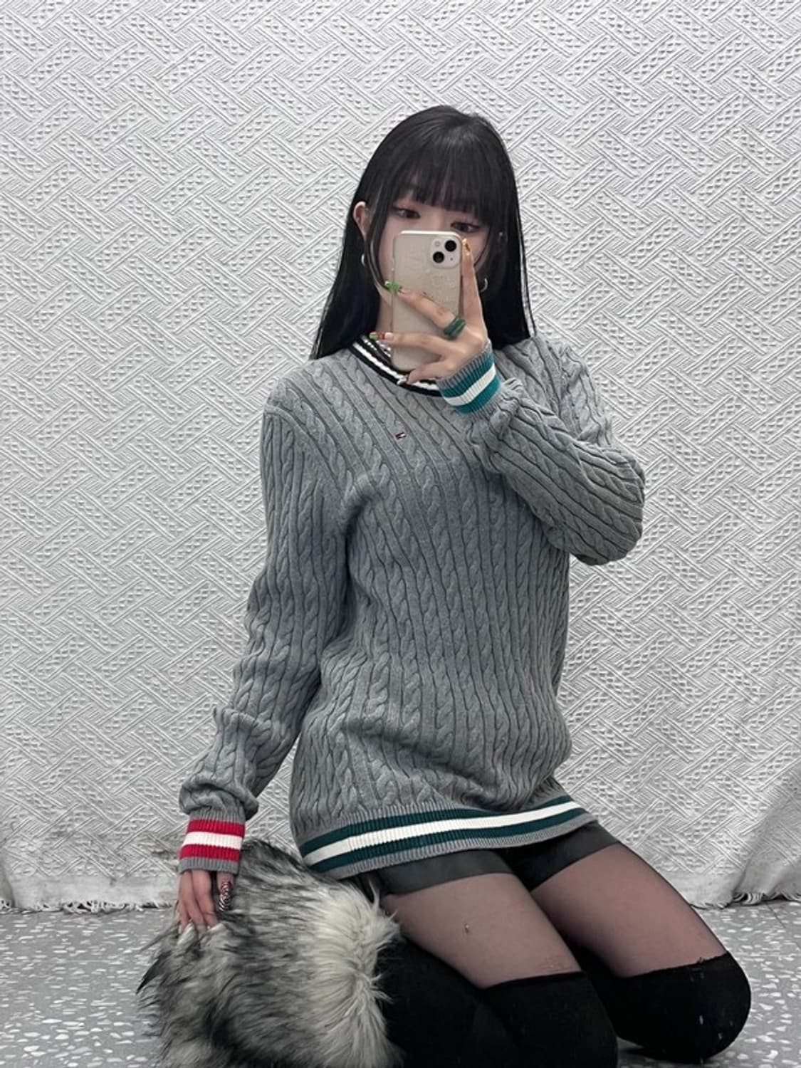 타미힐피거 빈티지 레트로 캐주얼 배색 꽈배기 니트 176 C09552 상품이미지1