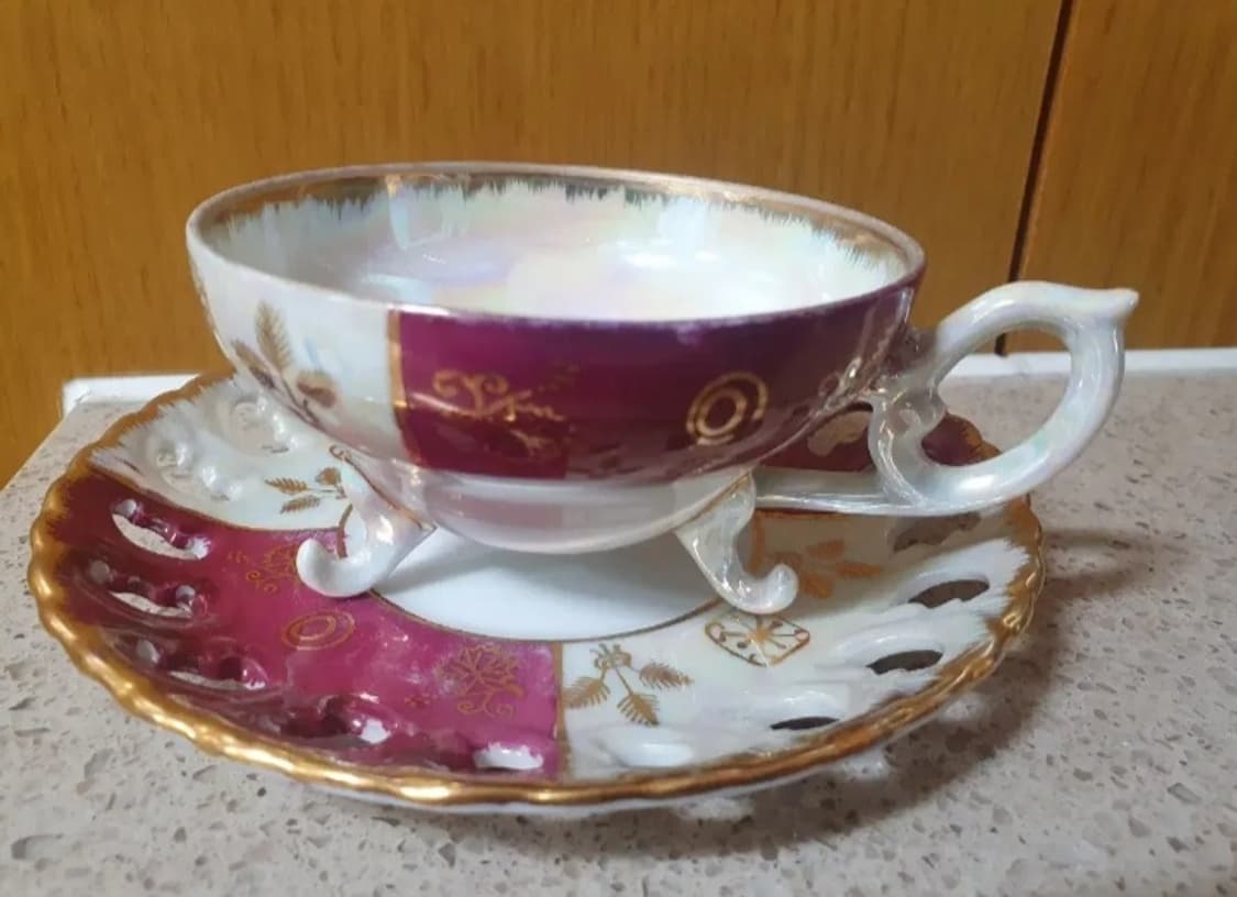 골든애프리콧  빈티지 삼발이 찻잔세트 상품이미지3