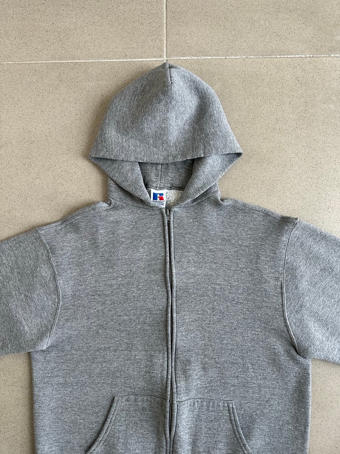 90s 빈티지 러셀 후드집업 그레이 M USA 상품이미지4