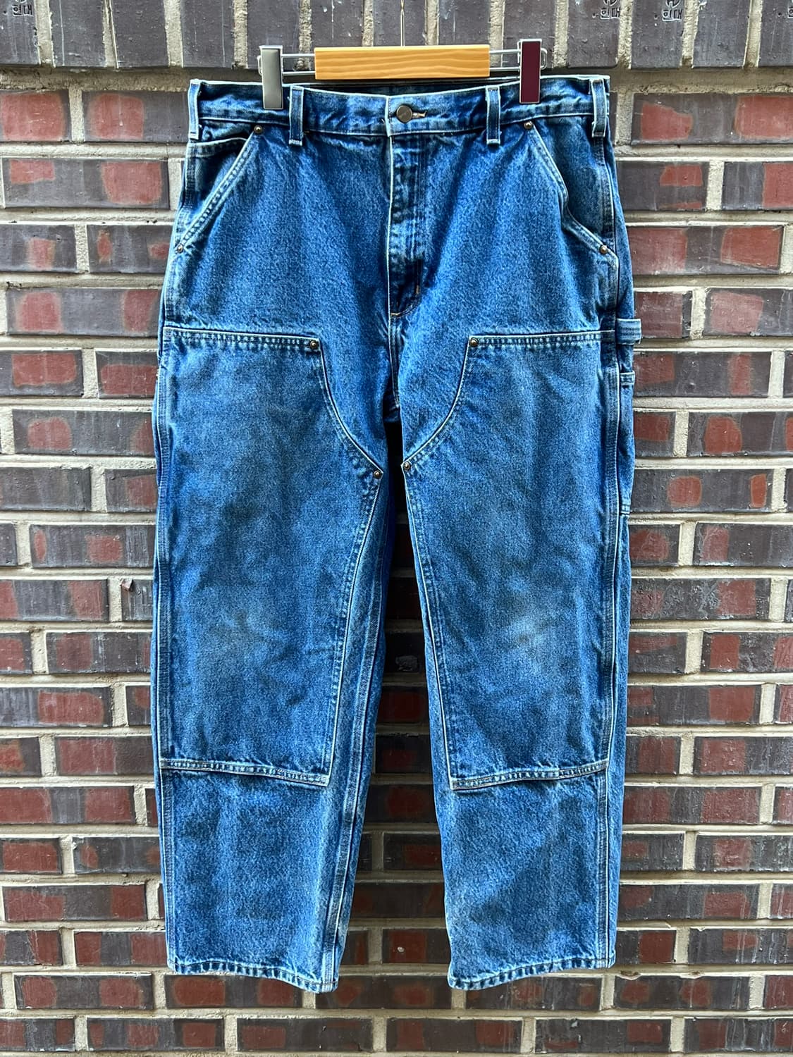 칼하트 B73 DST 더블니 데님 카펜터 팬츠 덩가리핏 USA 원단 상품이미지1