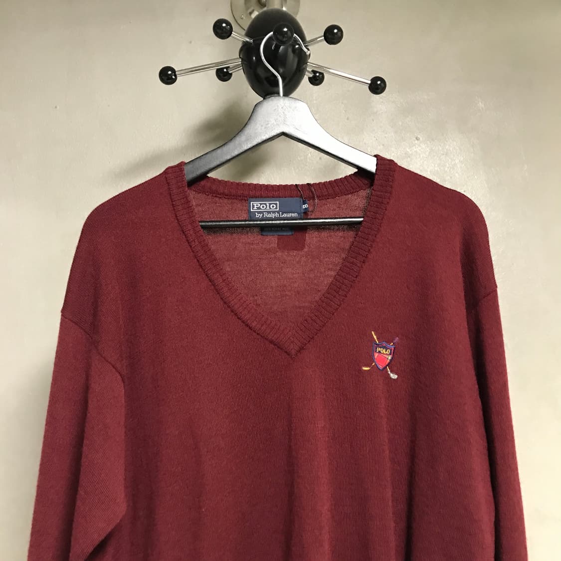 폴로 랄프로렌 브이넥 니트 버건디 100 상품이미지2