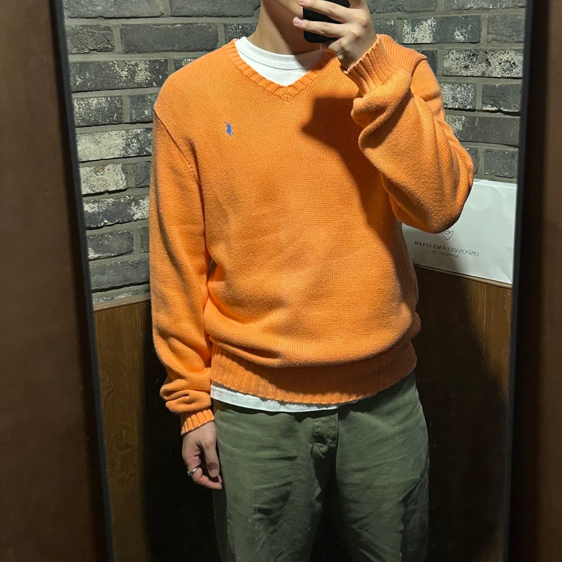 XL) 폴로 랄프로렌 헤비코튼 라운드넥 니트 오렌지/주황 상품이미지8
