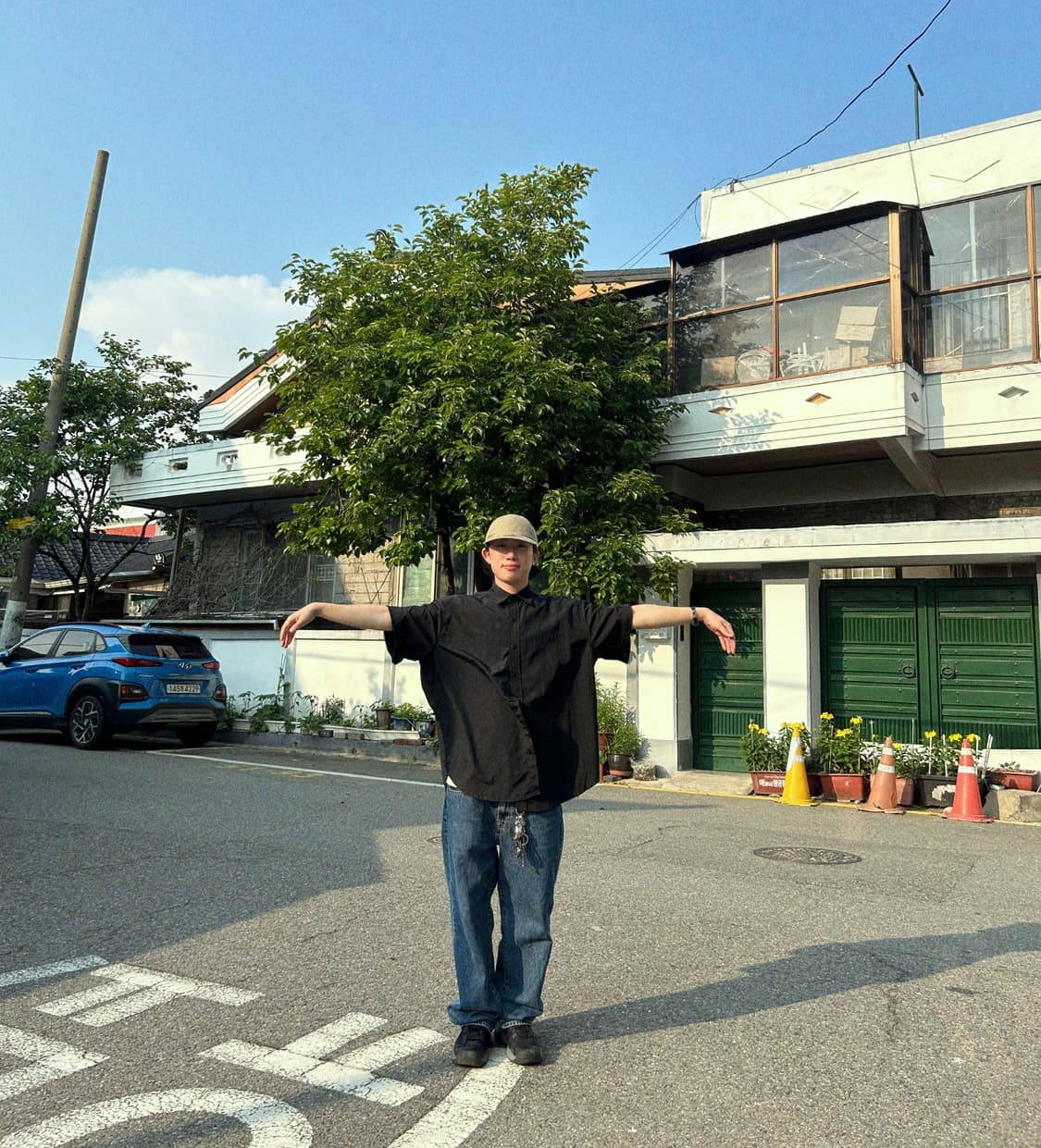 아이러니포르노 화이트라인 블랙 셔츠 (m) 상품이미지1