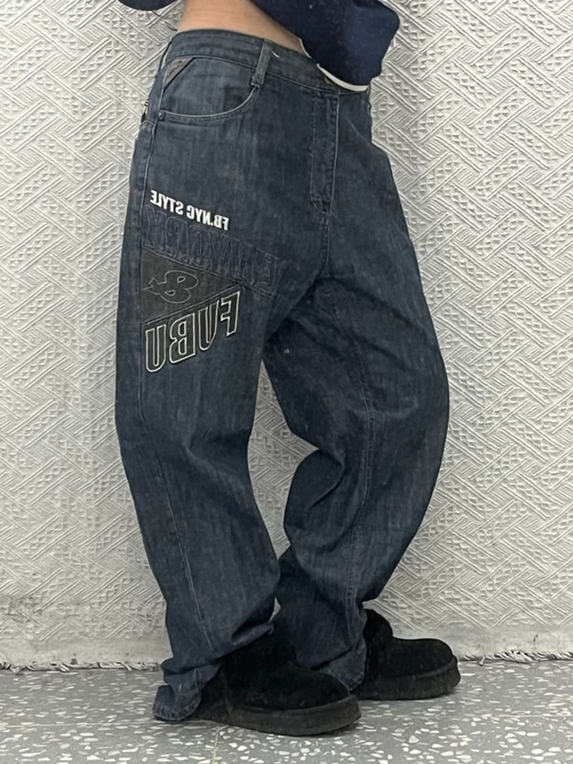 푸부 FUBU 올드스쿨 스트릿 레터링 데님 팬츠 38인치 C06548 상품이미지1