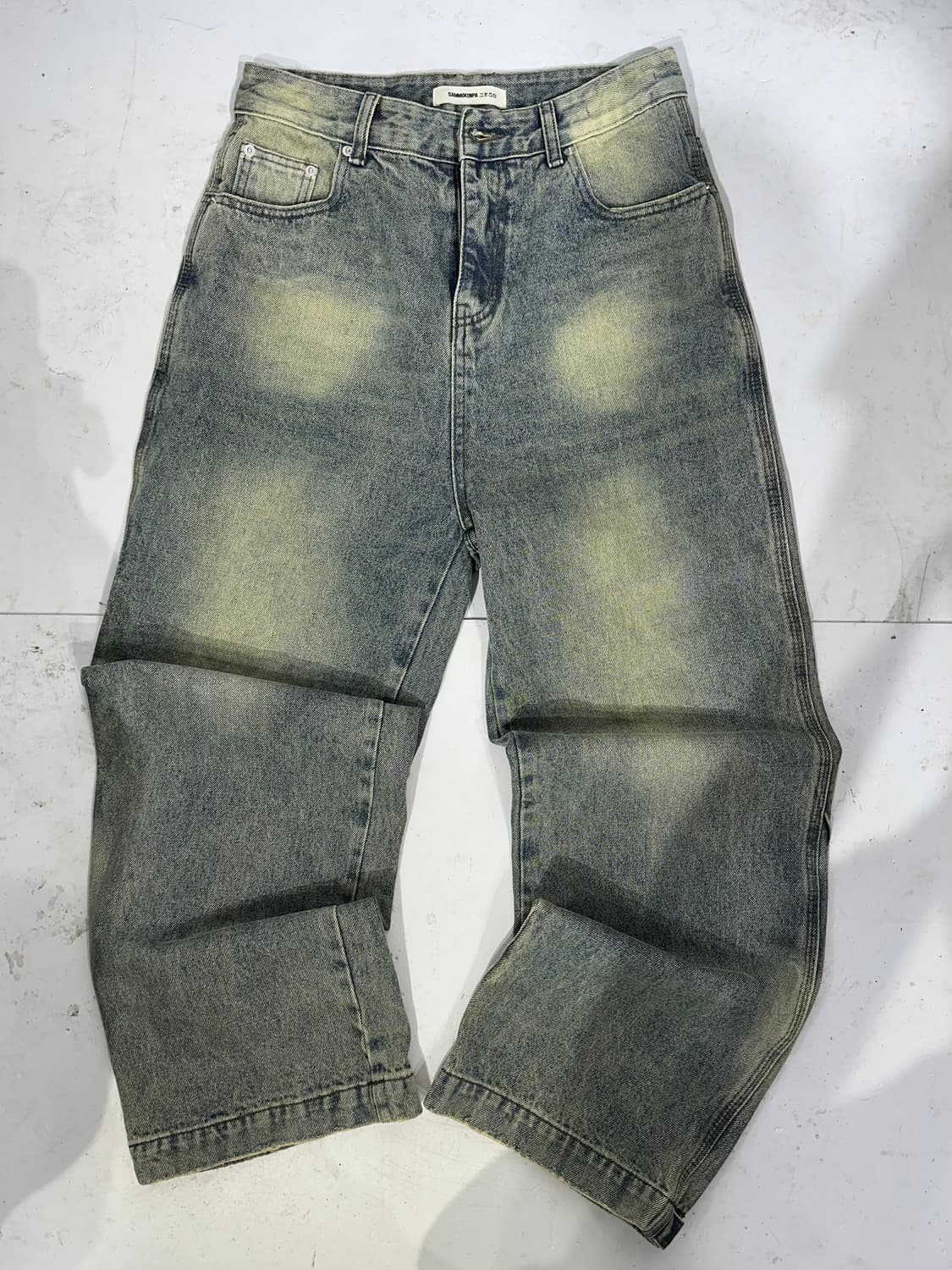 빈티지 중청 워싱 와이드 벌룬 데님 팬츠  상품이미지4