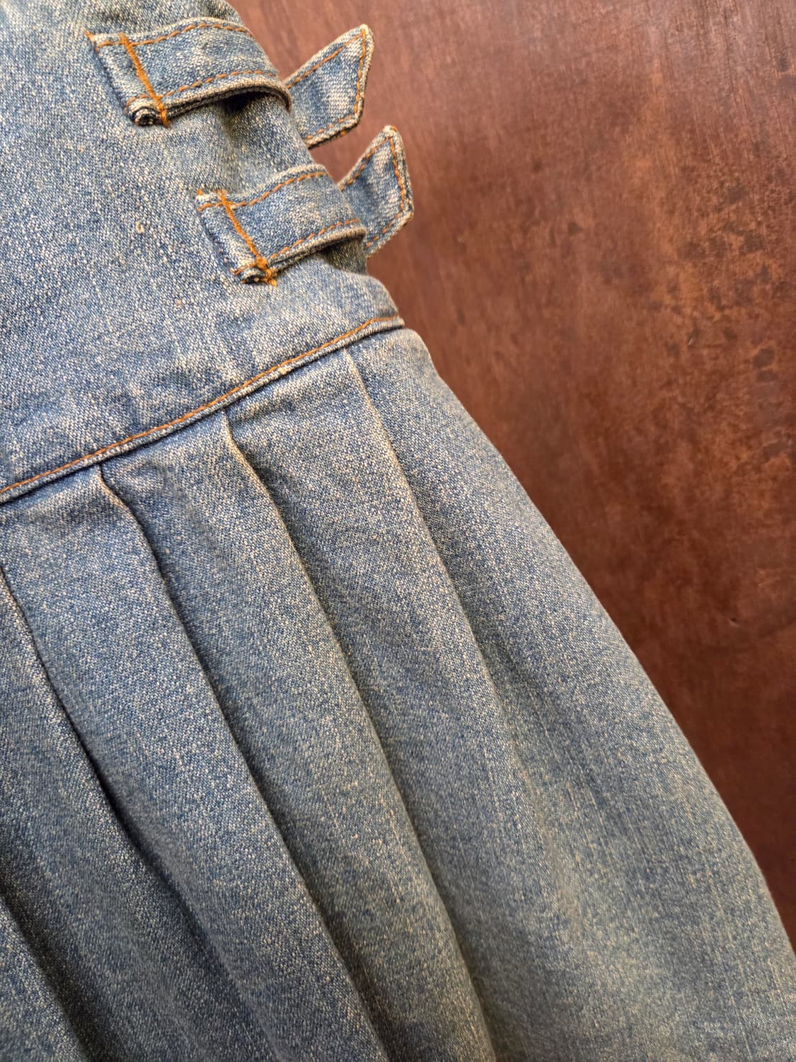 Japan vintage 데님 스트랩 플리츠 스커트 상품이미지5