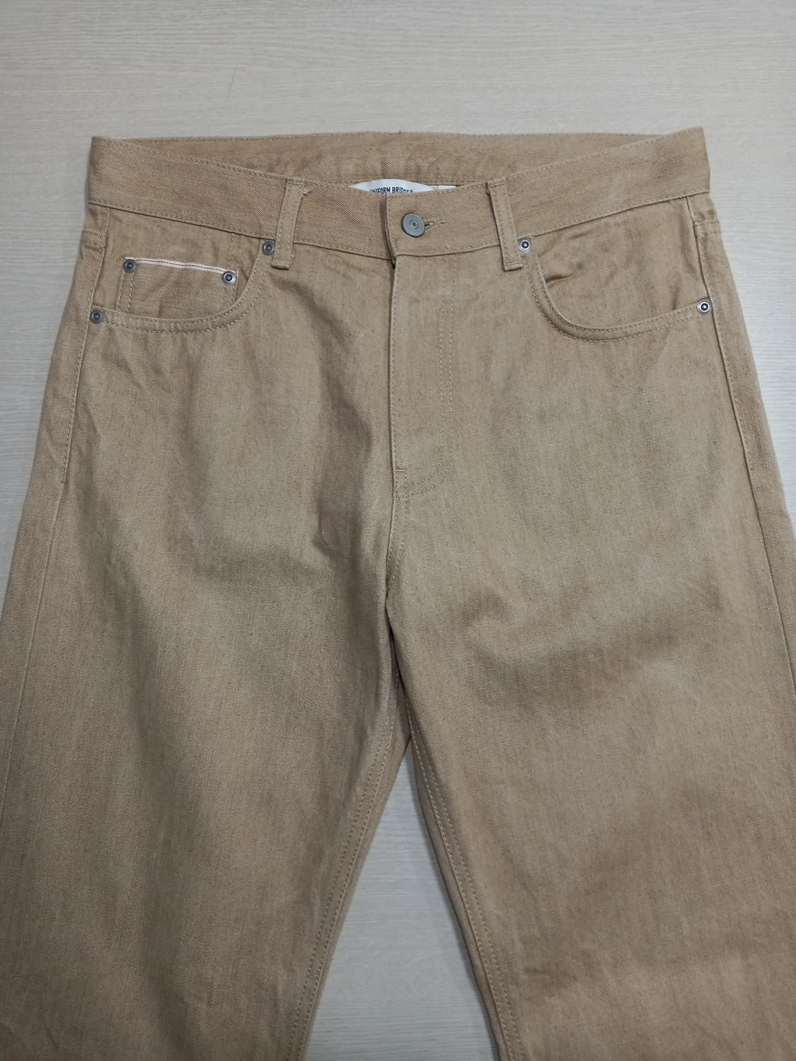 31 새상품 UNIFORM BRIDGE 셀비지 일자진 베이지 31-496 상품이미지3