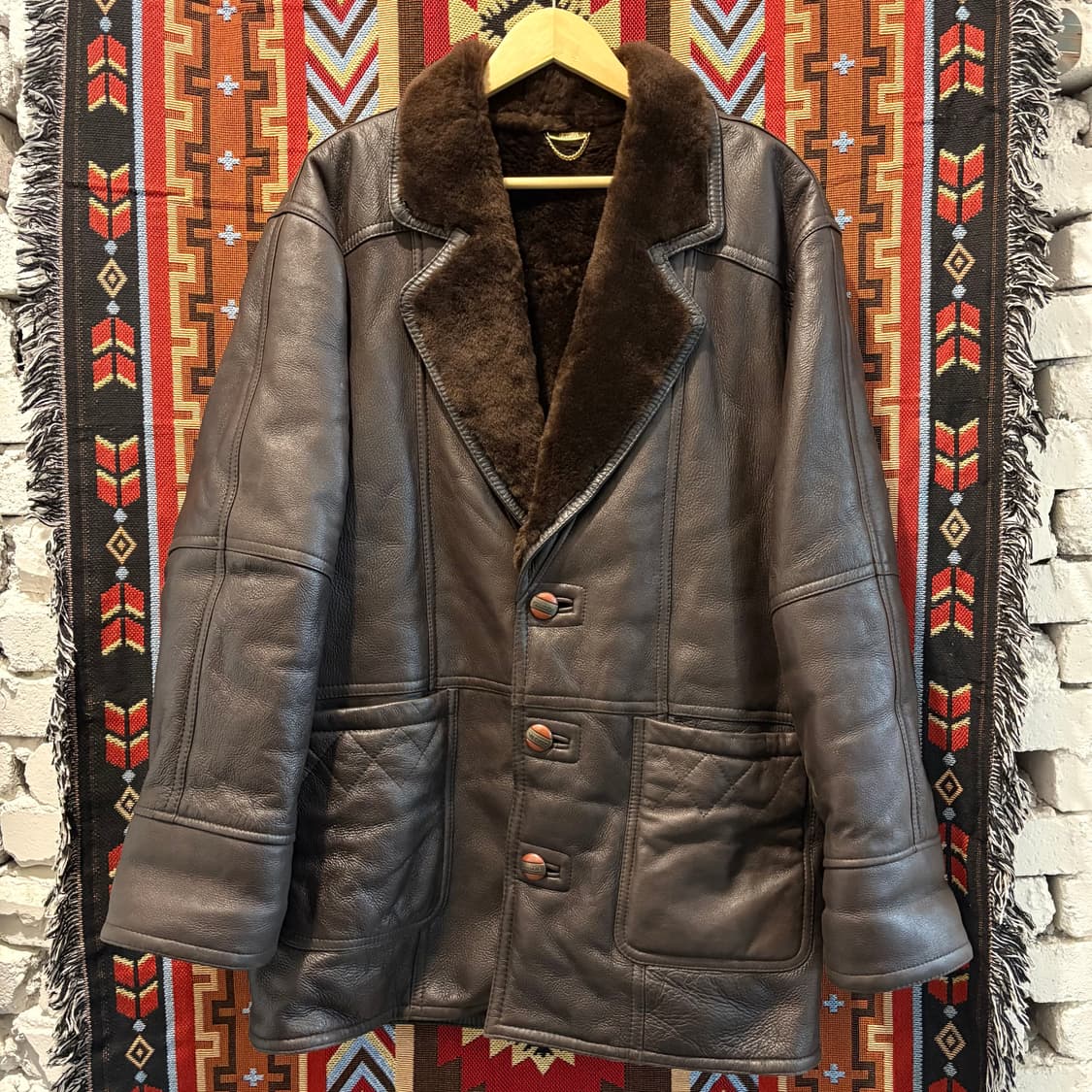 빈티지 양가죽,양털 100% 천연가죽 롱 무스탕 상품이미지2