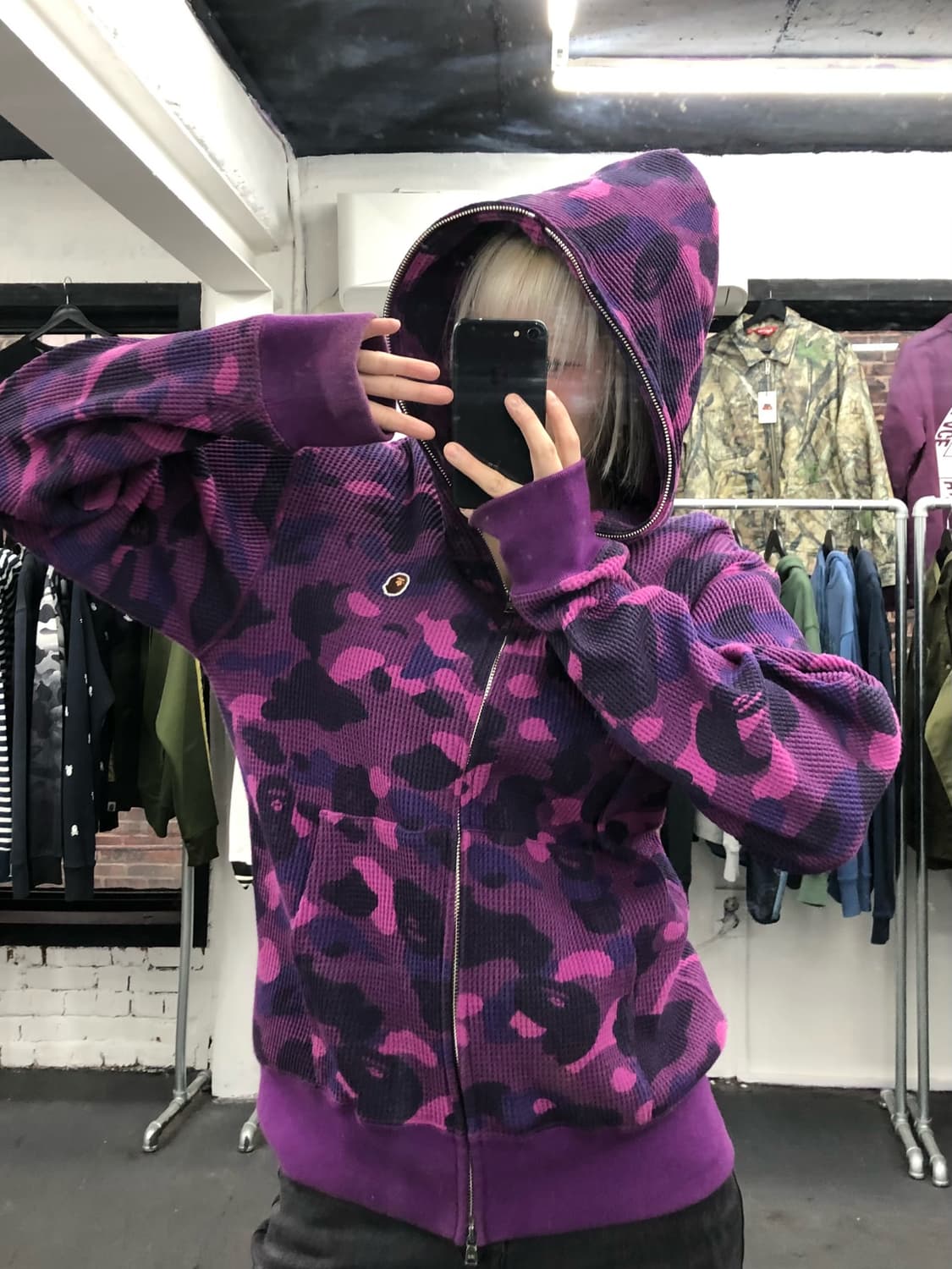 베이프 퍼플카모 와플 후드집업 상품이미지2