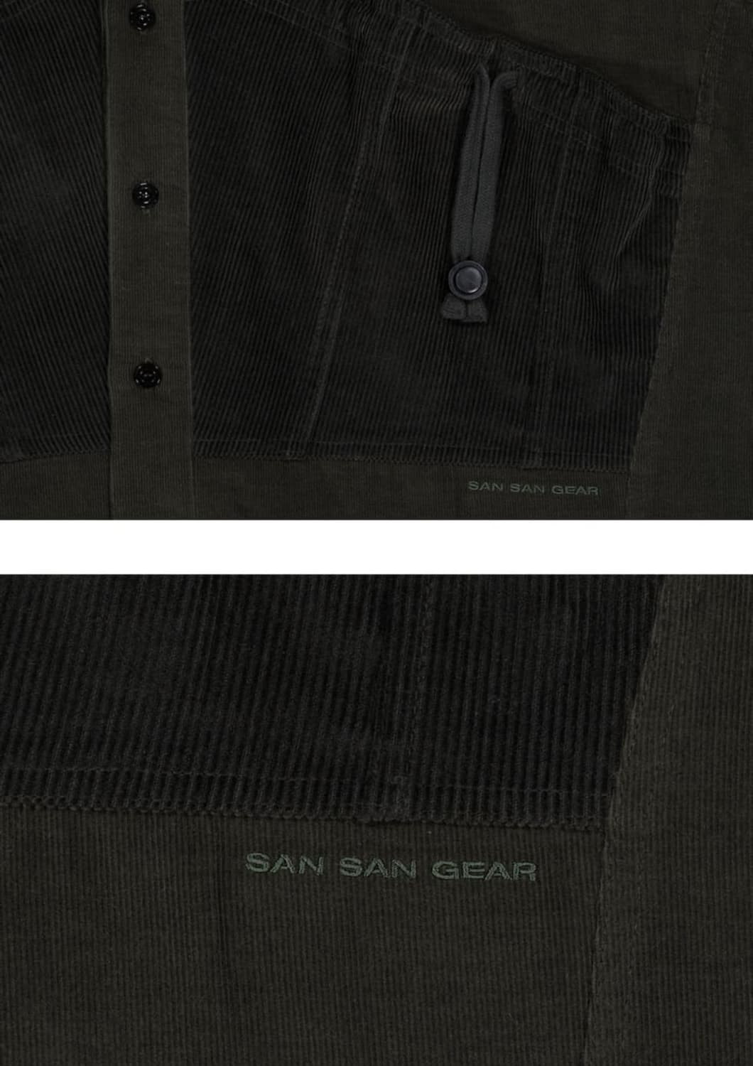 산산기어 코듀로이 스트링 포켓 셔츠 카키 상품이미지2