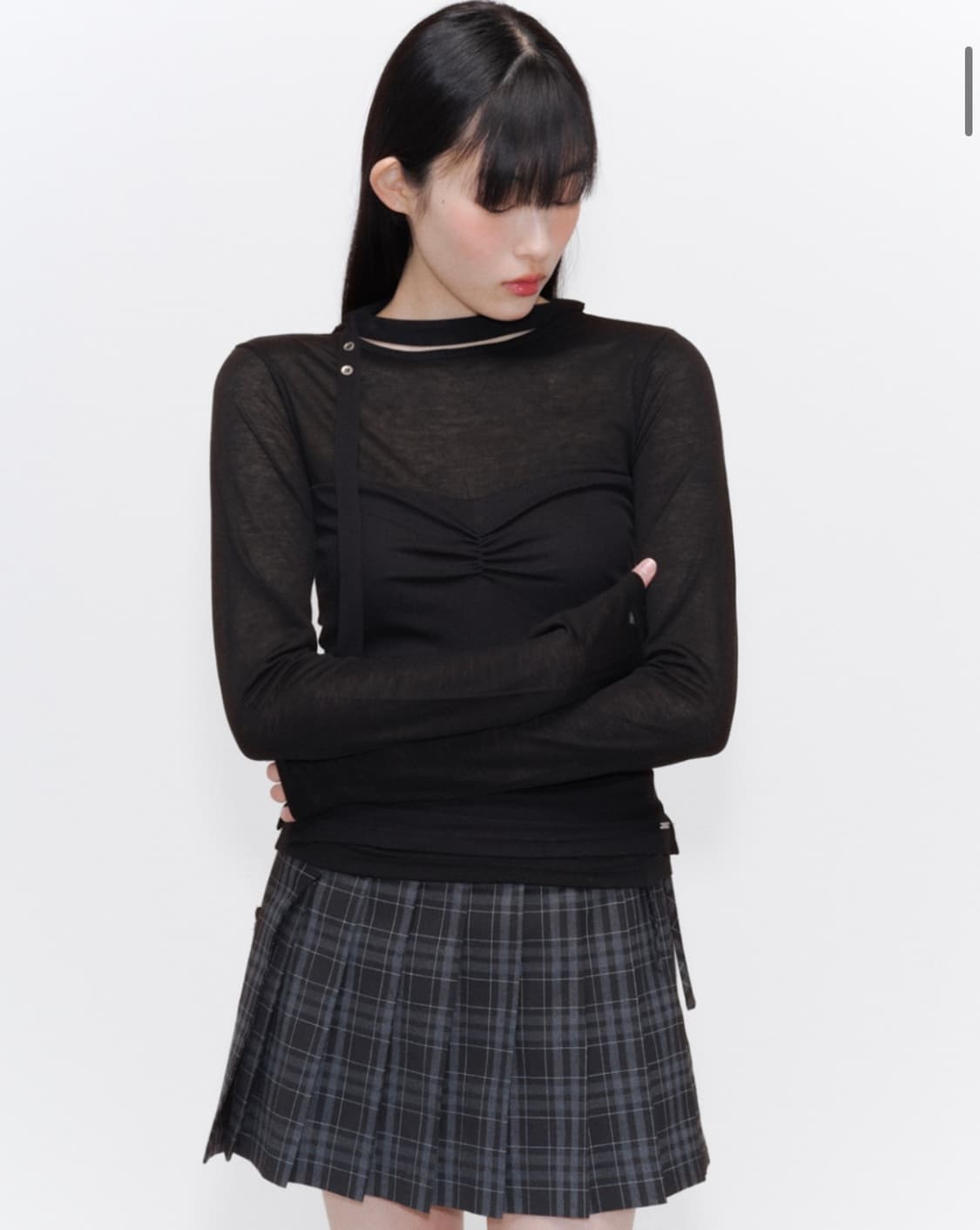 미세키서울 Sheer layered scarf long sleeves 상품이미지2