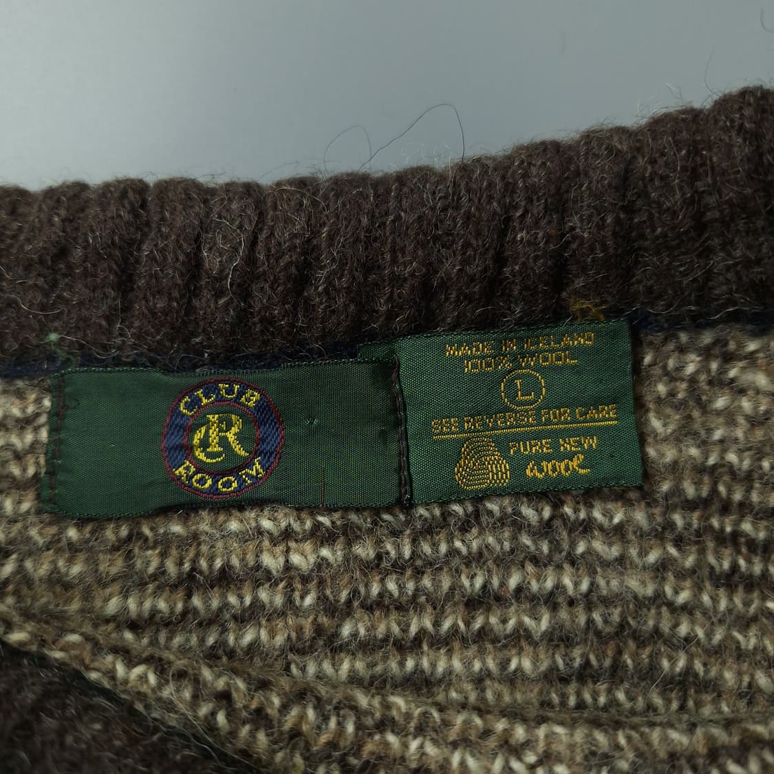 빈티지 브라운 베이지 멀티컬러 에스닉 패턴 퓨어울100 라운드넥 니트 상품이미지6