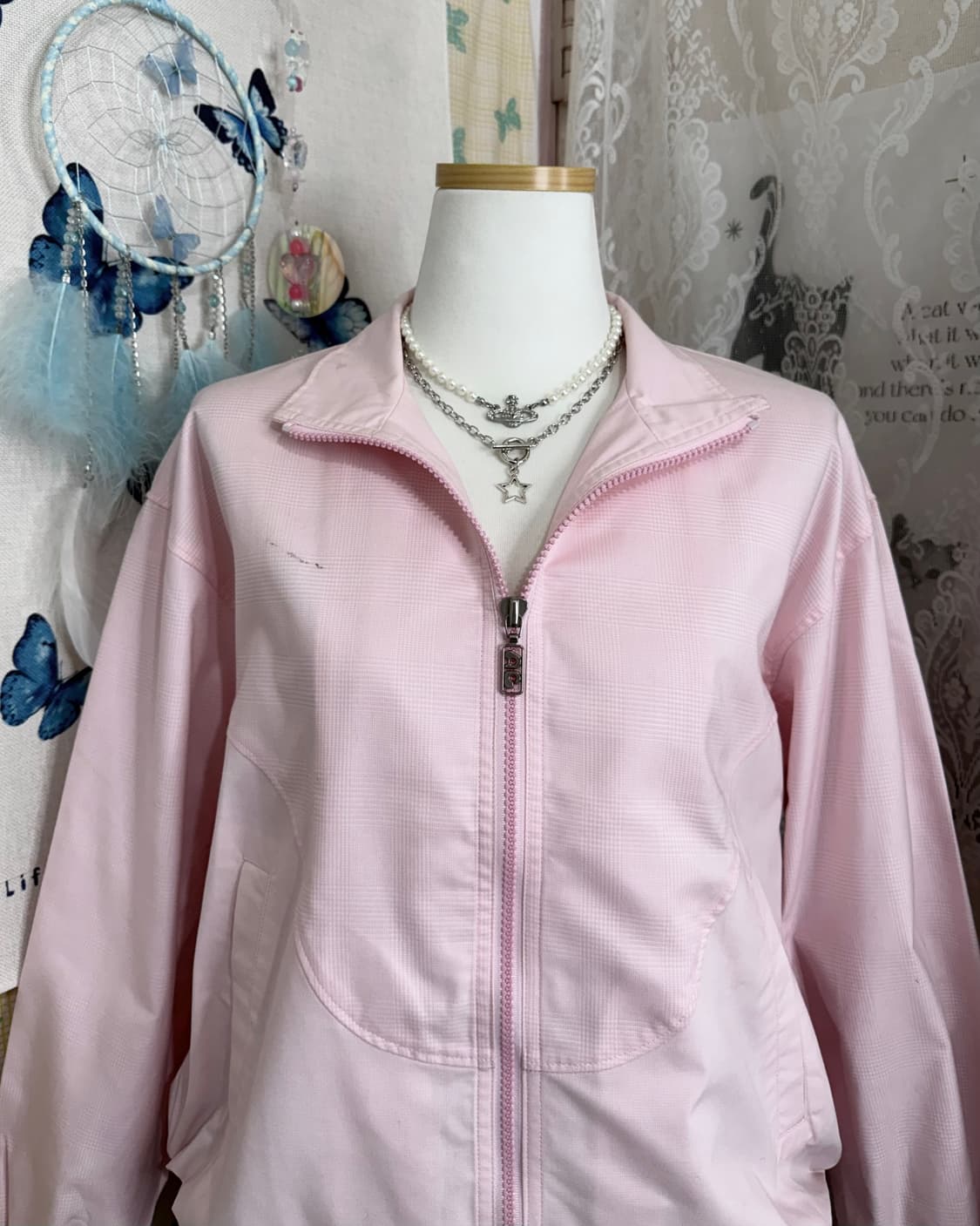 꾸레쥬 연핑크 백로고 봄버 자켓 상품이미지6