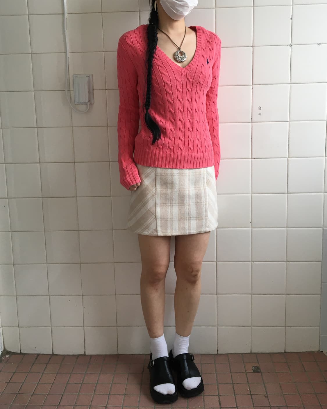 Lace up point check pattern skirt 상품이미지4