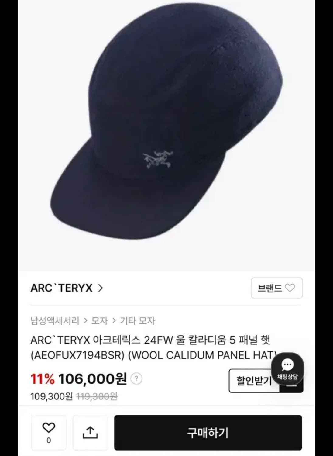 아크테릭스 울 칼라디움 5 패널 햇 블랙 상품이미지2