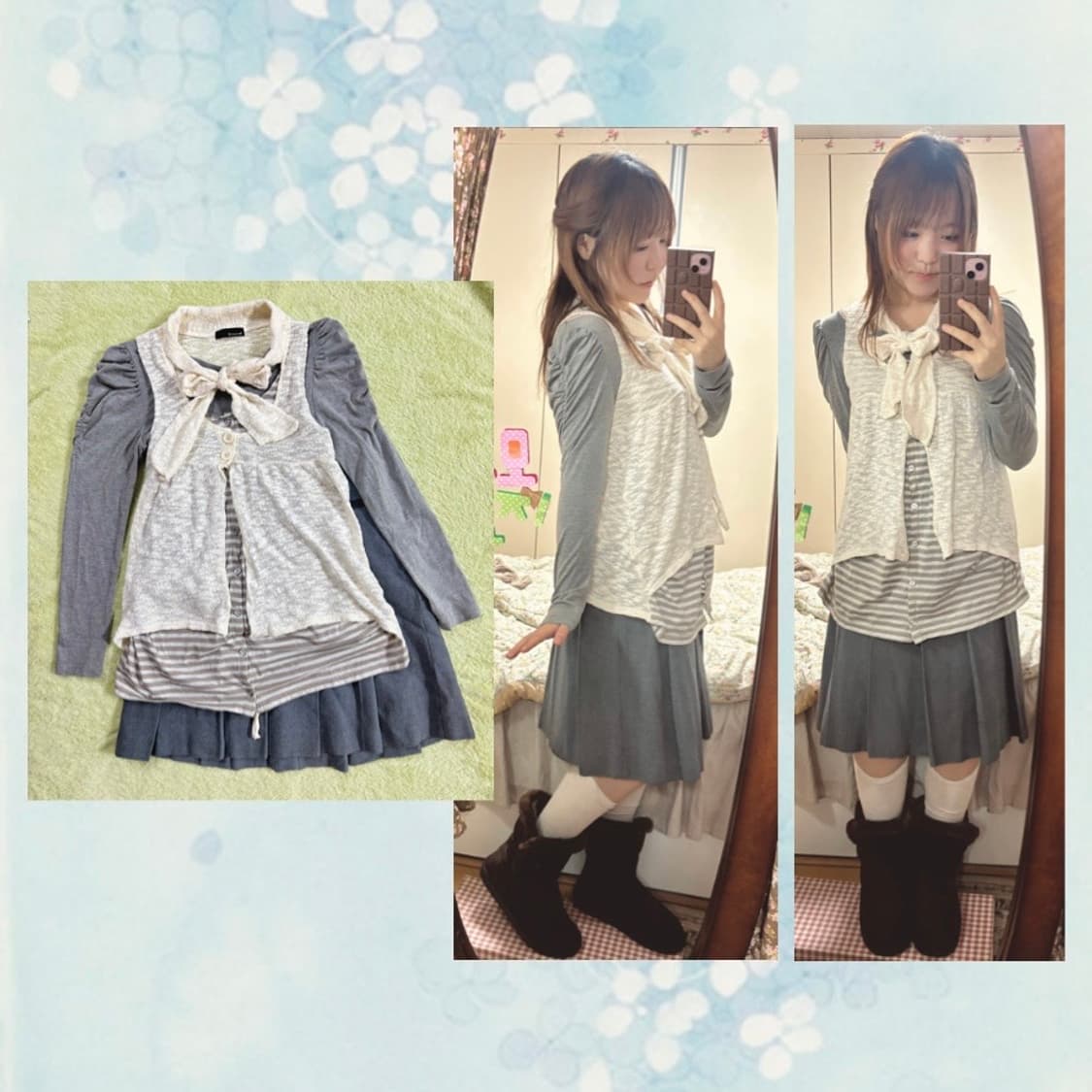 모리걸 둥근 카라 코트 + 단가라 단정 모리코디세트 상품이미지3