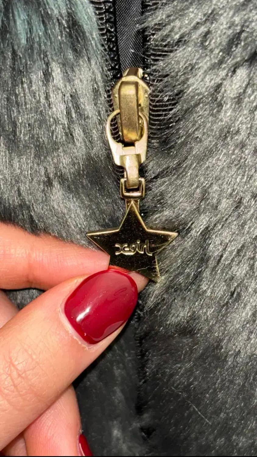 엑스걸 퍼 자켓 차콜 상품이미지3