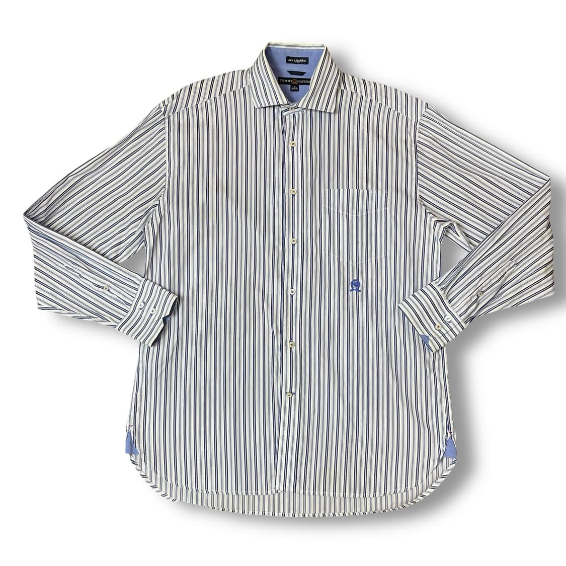 타미힐피거 블루 스트라이프 원포켓 긴팔 셔츠 M 상품이미지1