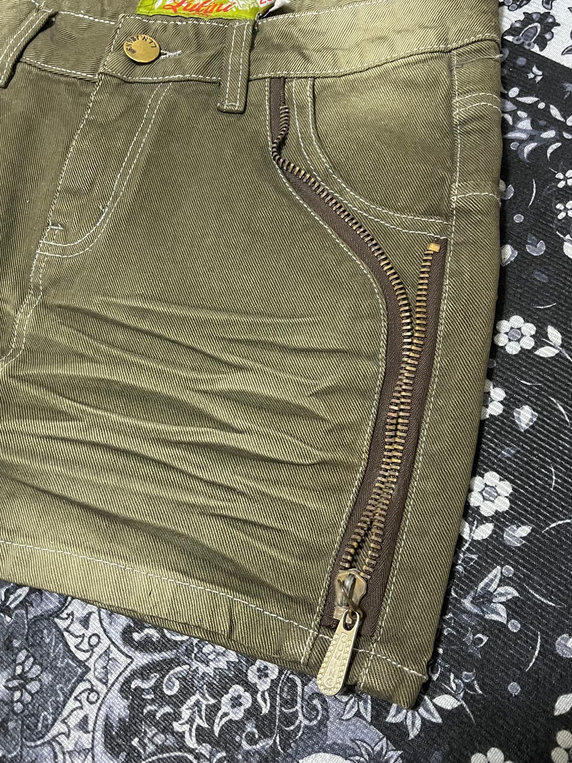 Lilini 카키 사이드 지퍼 디테일 미니스커트 28 상품이미지3