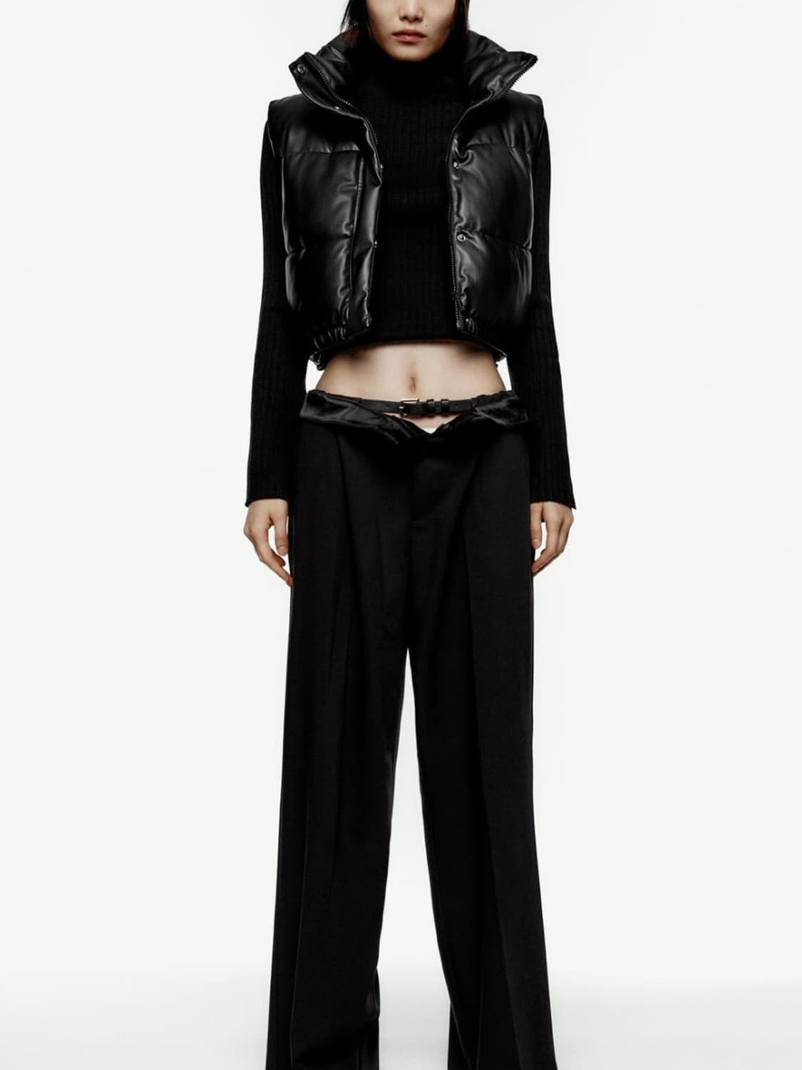 자라 레더 크롭 패딩조끼 xs 상품이미지2