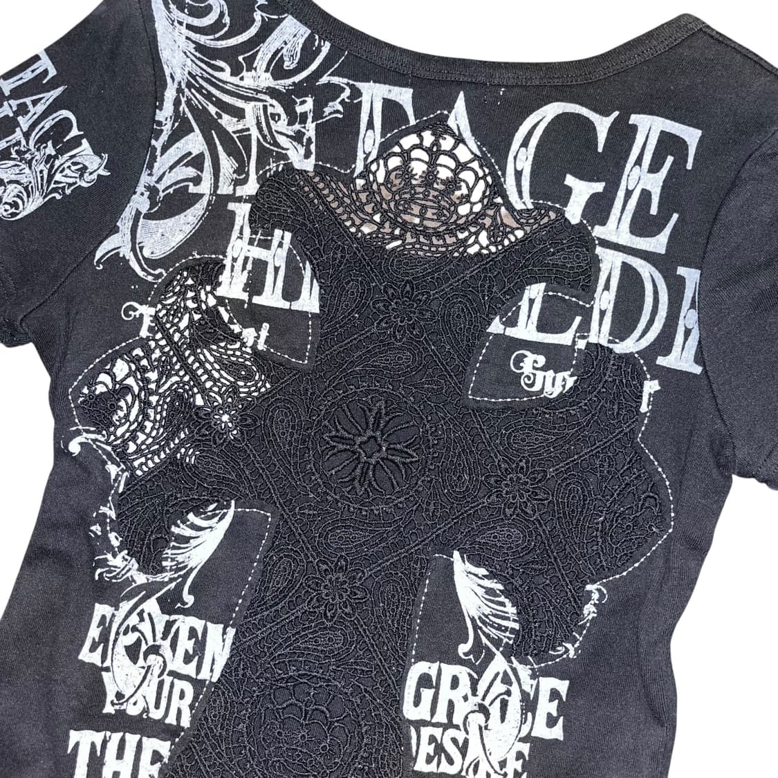 DURER 듀러 크로쉐 십자 프린팅 반팔티 y2k펑크갸루 상품이미지2