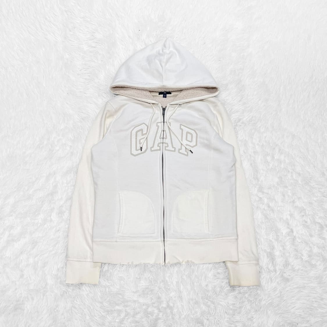 갭 GAP 스펠 로고 양털 후드집업 아이보리 상품이미지2
