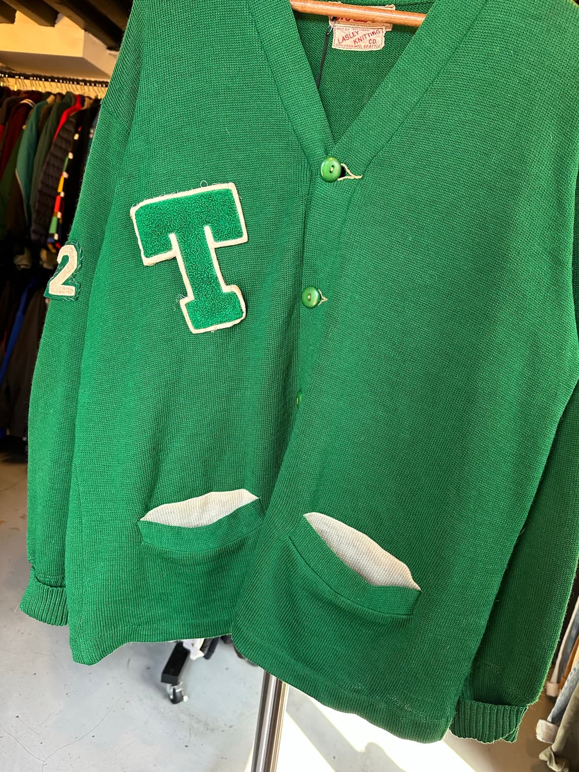 50-60s Virgin Wool 레터맨 가디건 스웨터 상품이미지4