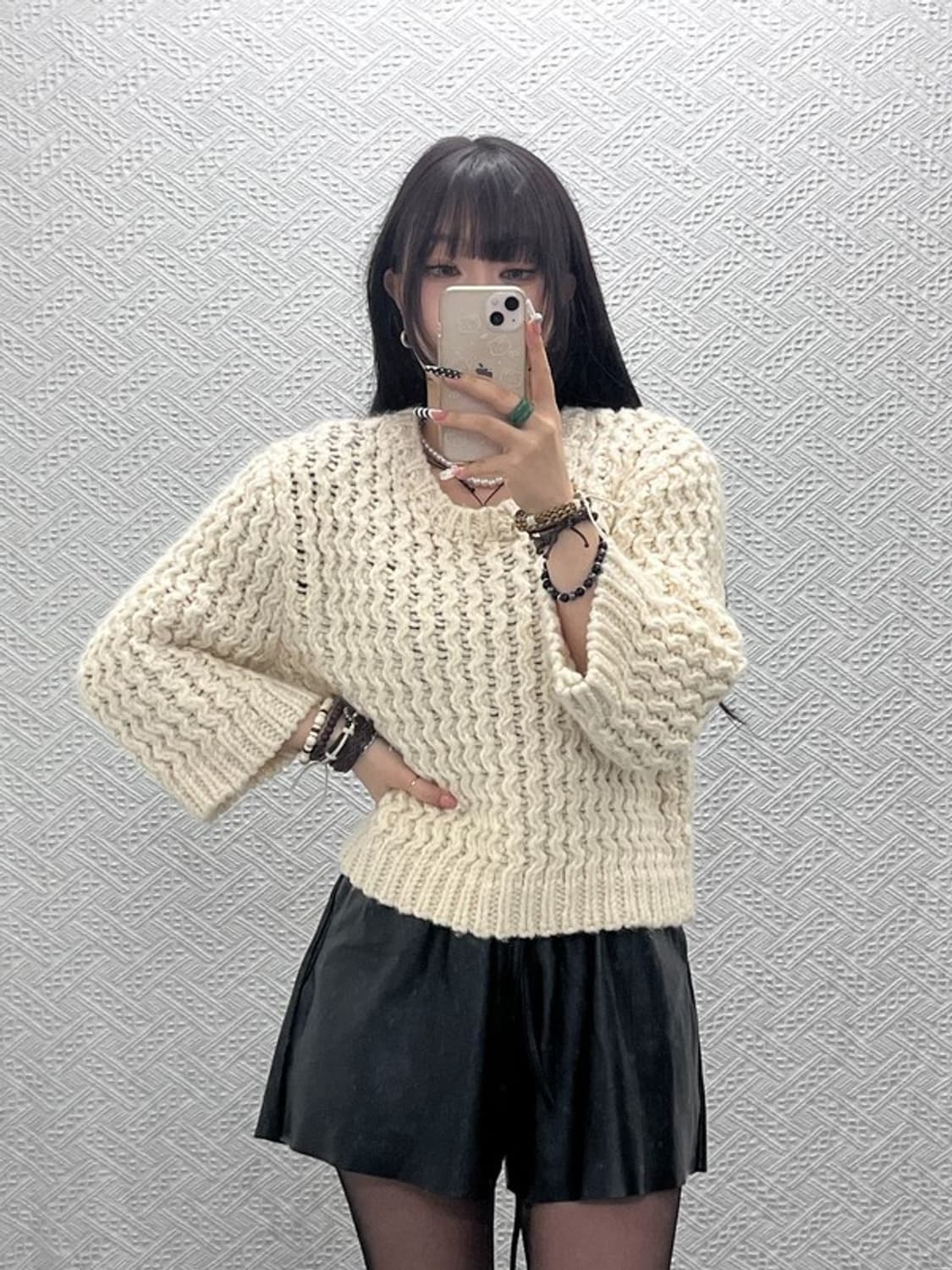 자라 모던 여리 캐주얼 크림아이보리 뜨개 니트 L C10451 상품이미지2