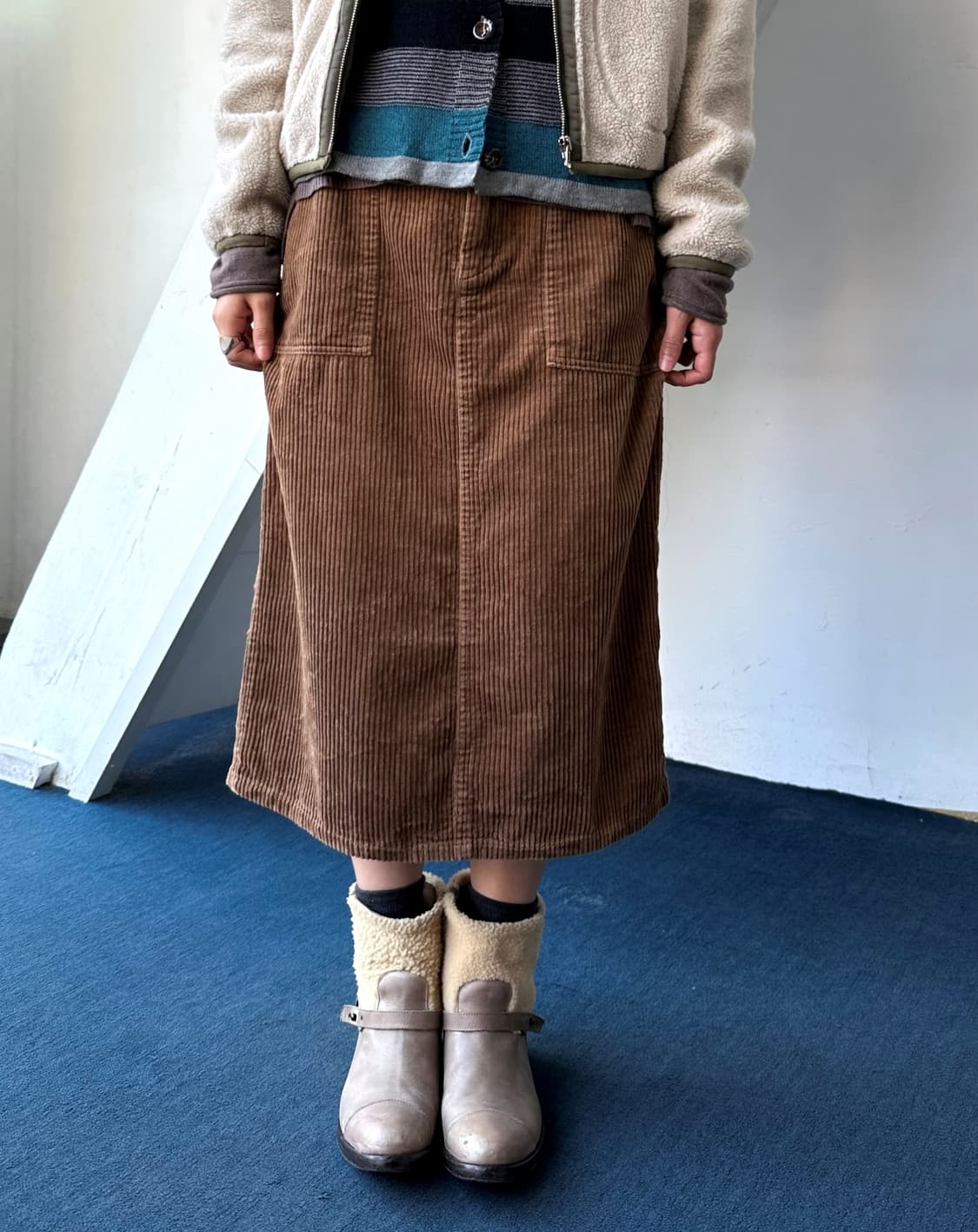 Cotton cord wide silhouette skirt 상품이미지7