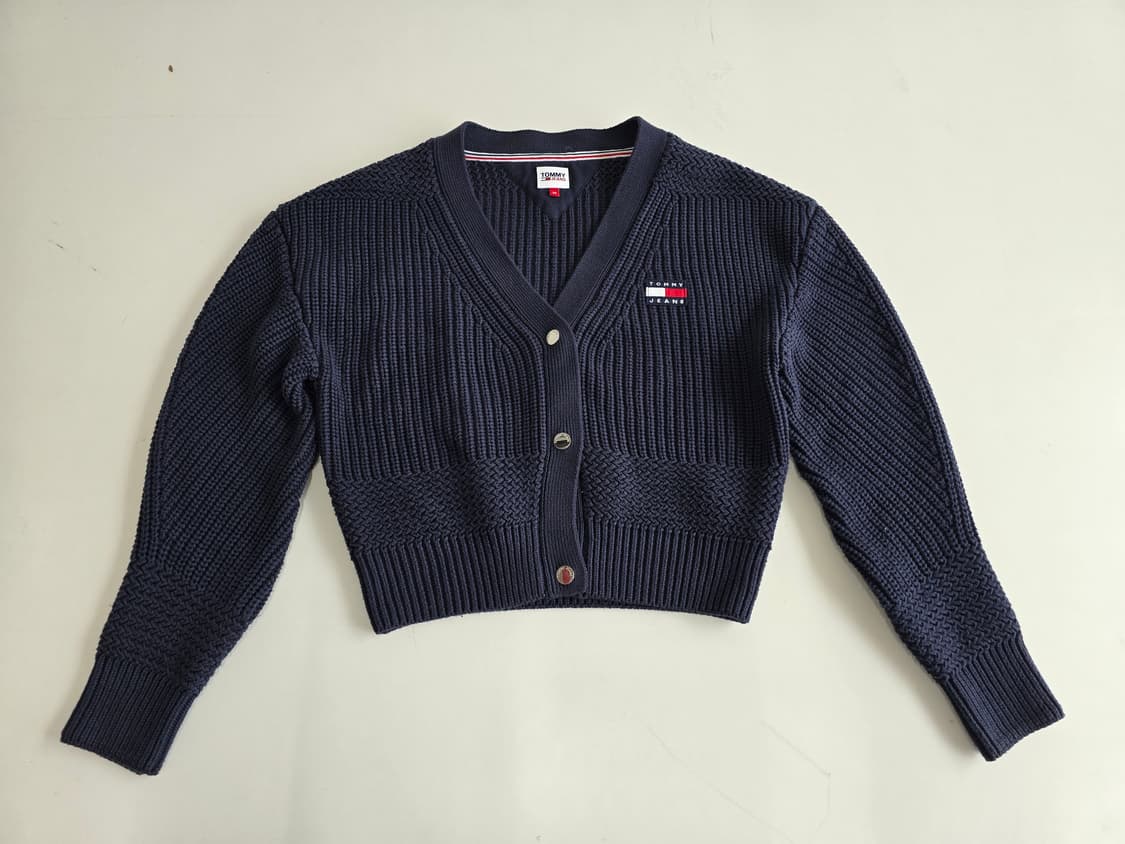 타미진스 브이넥 크롭 가디건 네이비 XS 상품이미지1