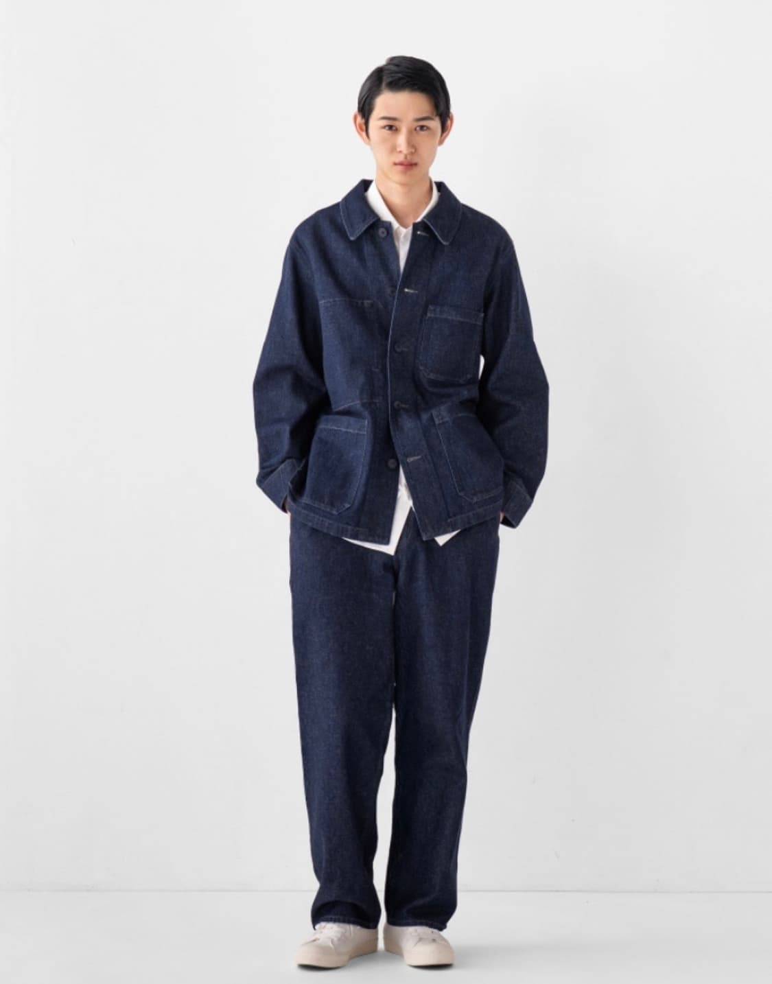 <새상품>무인양품 케이폭 혼방 데님 커버올 재킷 워크자켓 빈티지 자켓 상품이미지2
