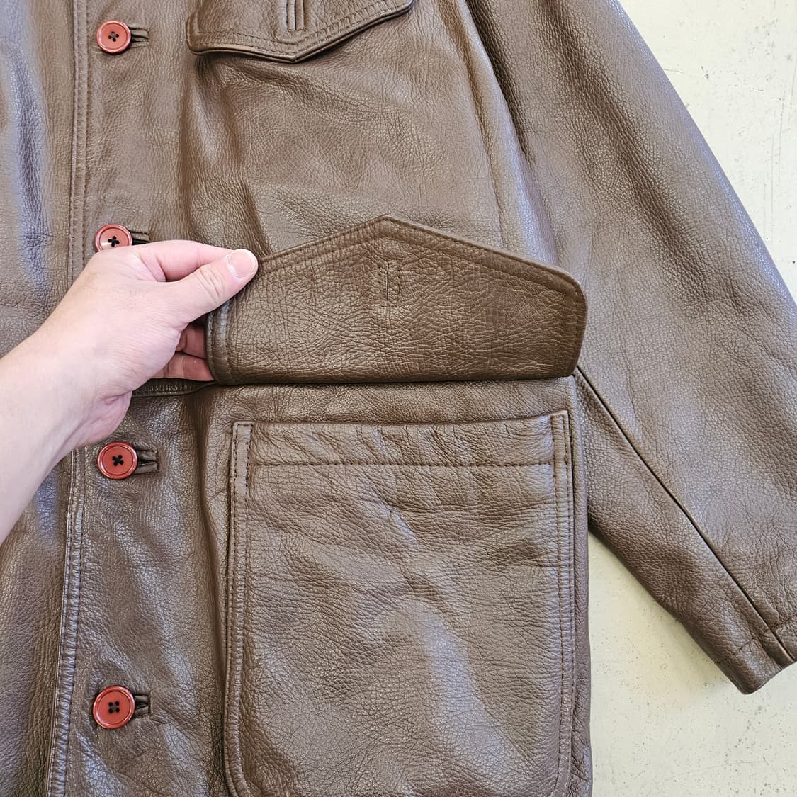 VINTAGE COW LEATHER 빈티지 소가죽 자켓 가죽자켓 L 상품이미지6