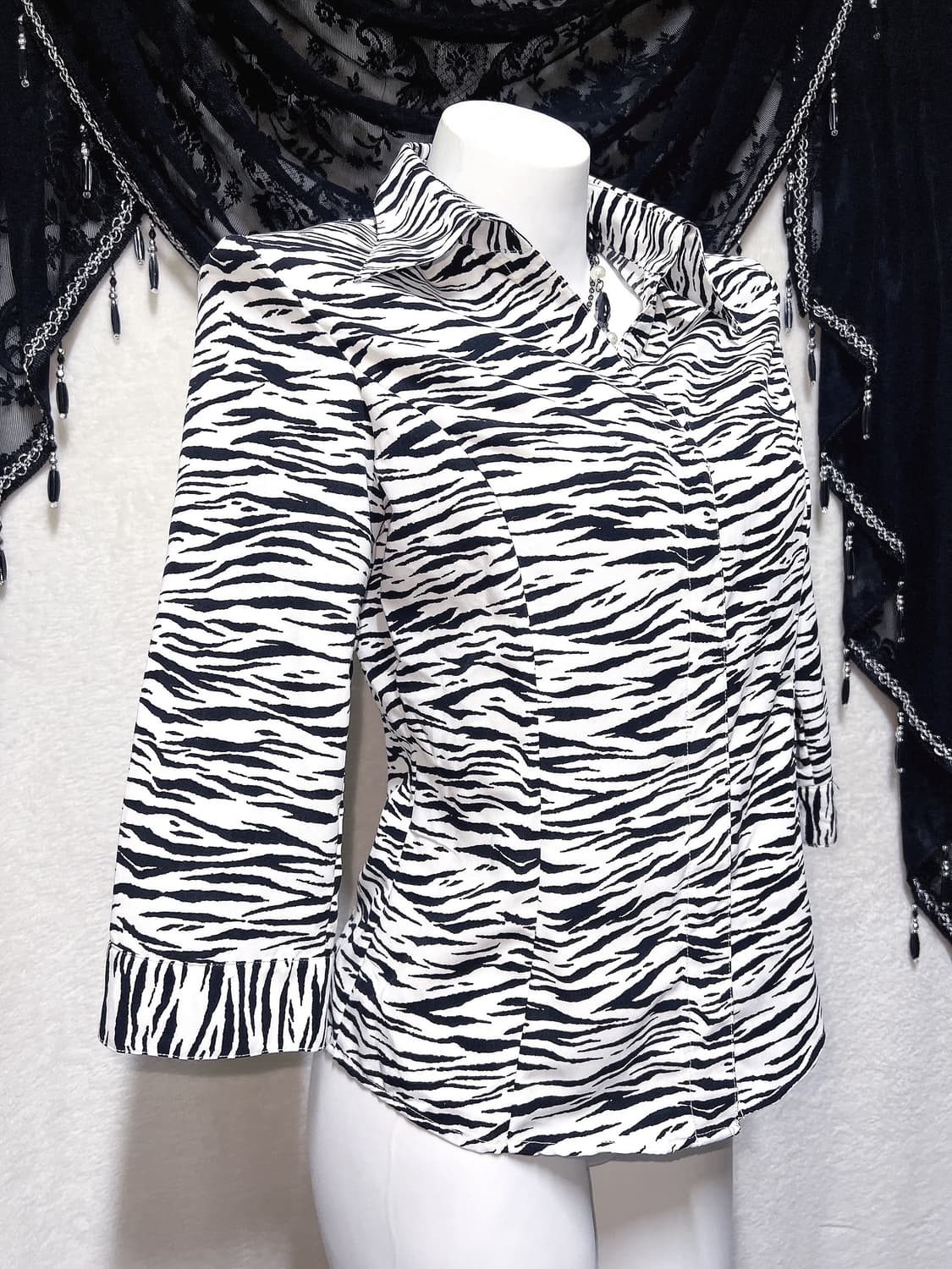 오네갸루 고스펑크 지브라 애니멀패턴 셔츠 블라우스 시부야 핀터 헤이세이 상품이미지5