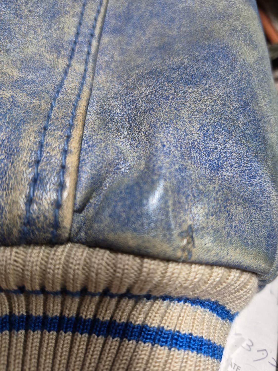 게스 90s 빈티지 인디언  바시티 가죽 자켓 남성L 상품이미지4