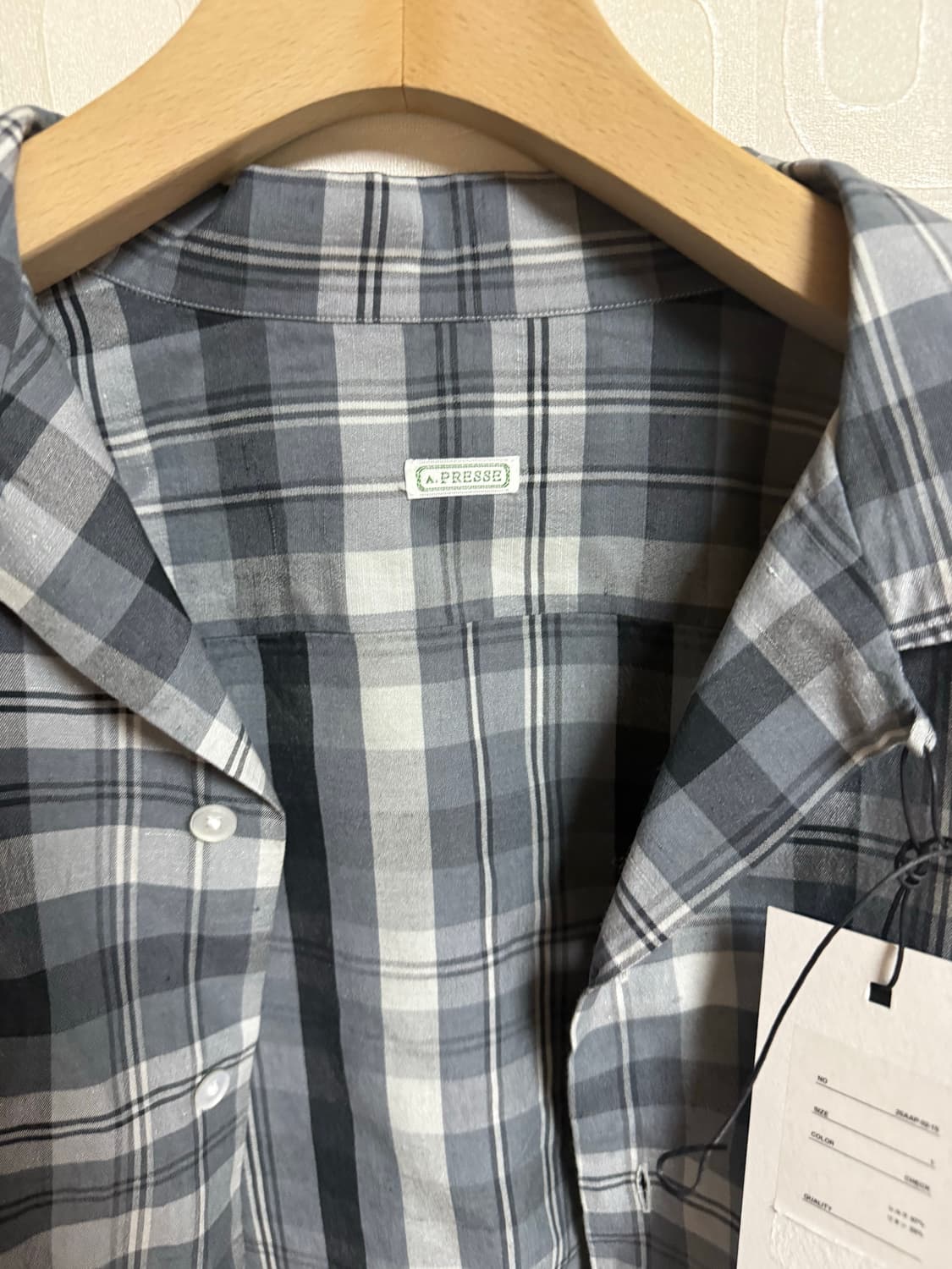 아프레쎄 실크 체크 셔츠 1사이즈 A.presse 상품이미지5