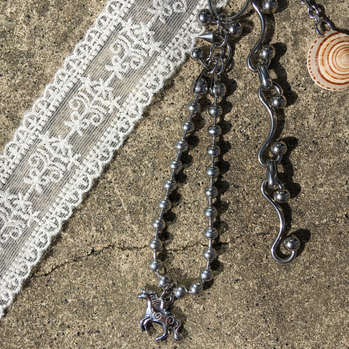 shellfish&horse lace keyring (handmade) 상품이미지2