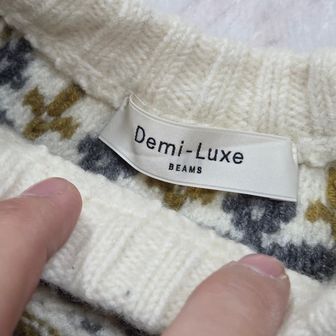 일본 빈티지 빔즈 화이트 패턴 니트 상품이미지7