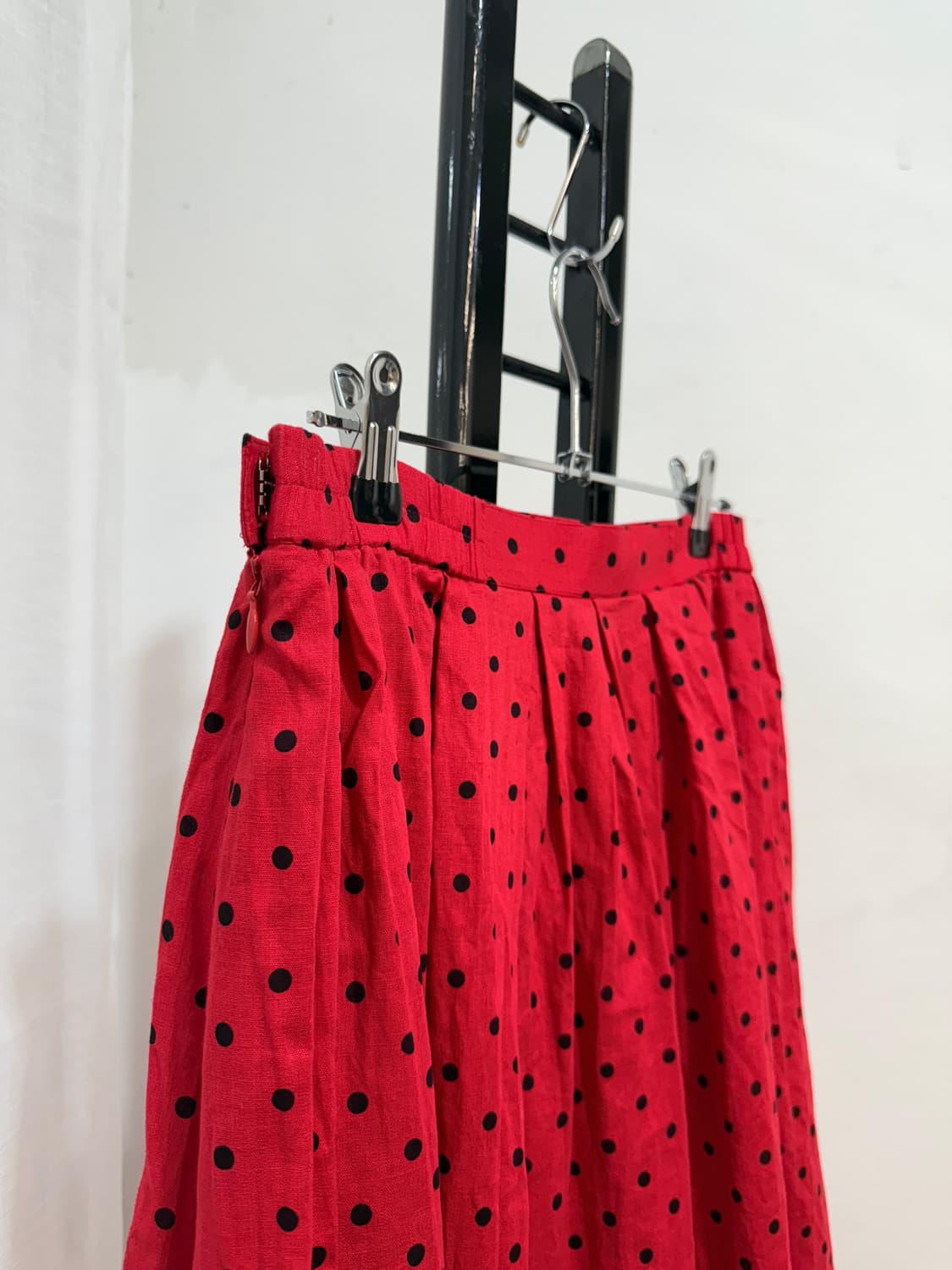 일본빈티지 빨간도트 땡땡이 레드치마 레드스커트 미디치마 3524 상품이미지6