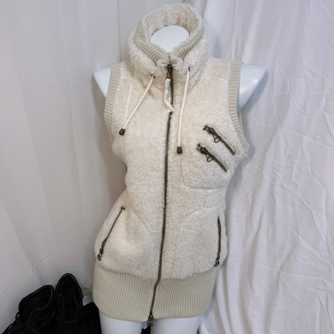 y2k 핀터레스트 하이넥 양털 투웨이 집업 상품이미지2