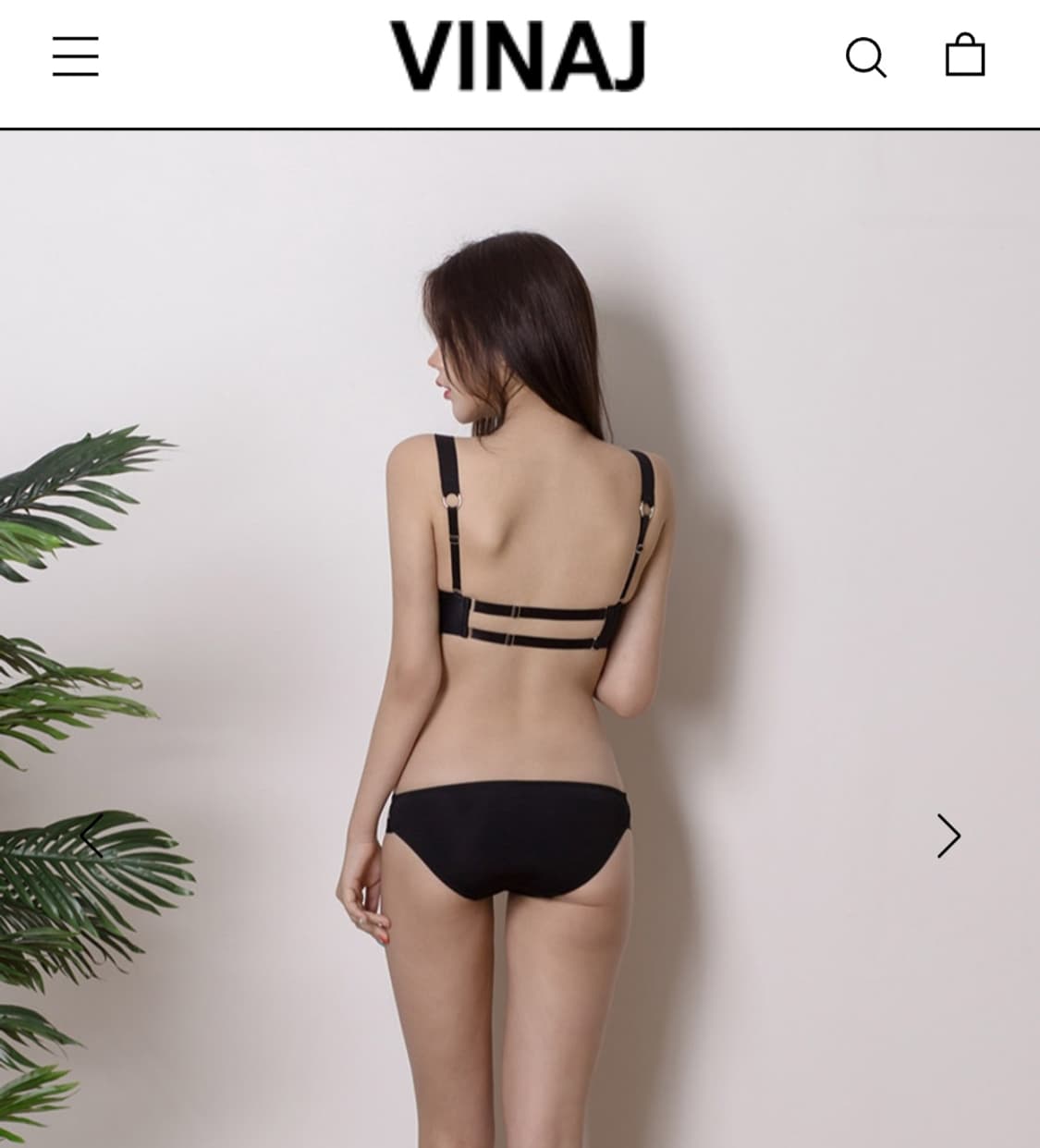 [새제품] 비나제이 미들브이 3/4컵 비키니 브라 블랙 상품이미지6