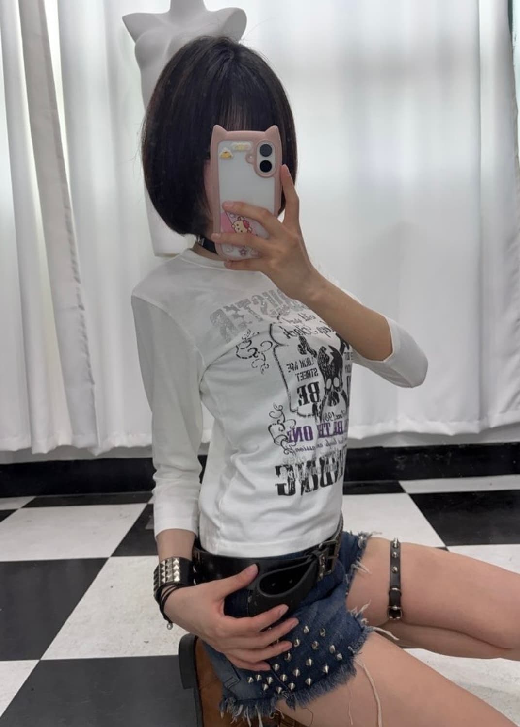 🎸스컬 프린팅 화이트 티셔츠🎸 상품이미지3
