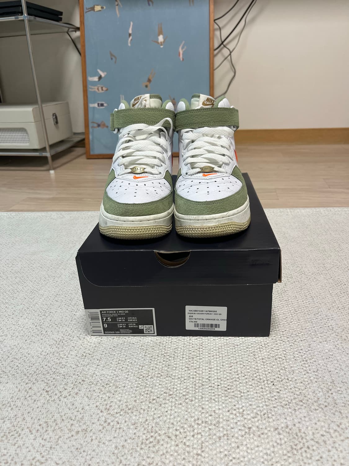 나이키 에어포스1 미드 QS 올리브 255 상품이미지1