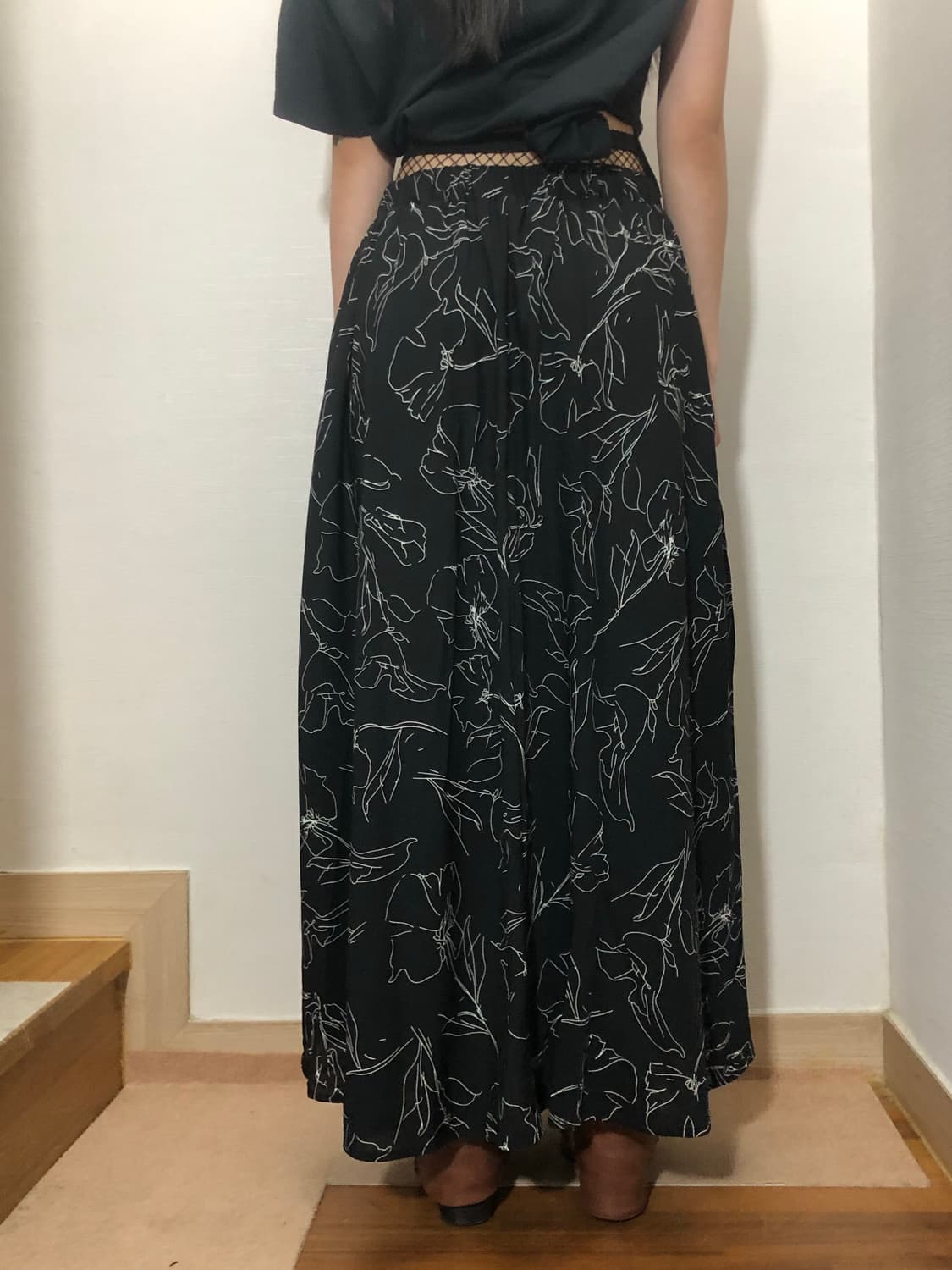 빈티지 블랙 오리엔탈 롱 스커트 상품이미지5