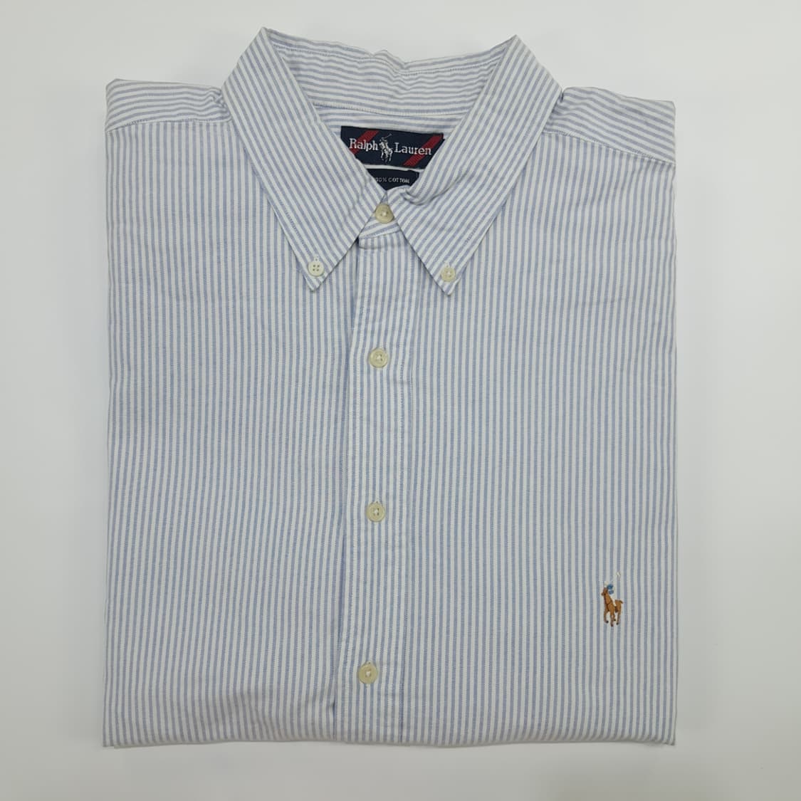 Co583 2XL Tall 폴로 랄프로렌 클래식블루 스트라이프 반팔 셔츠 상품이미지10