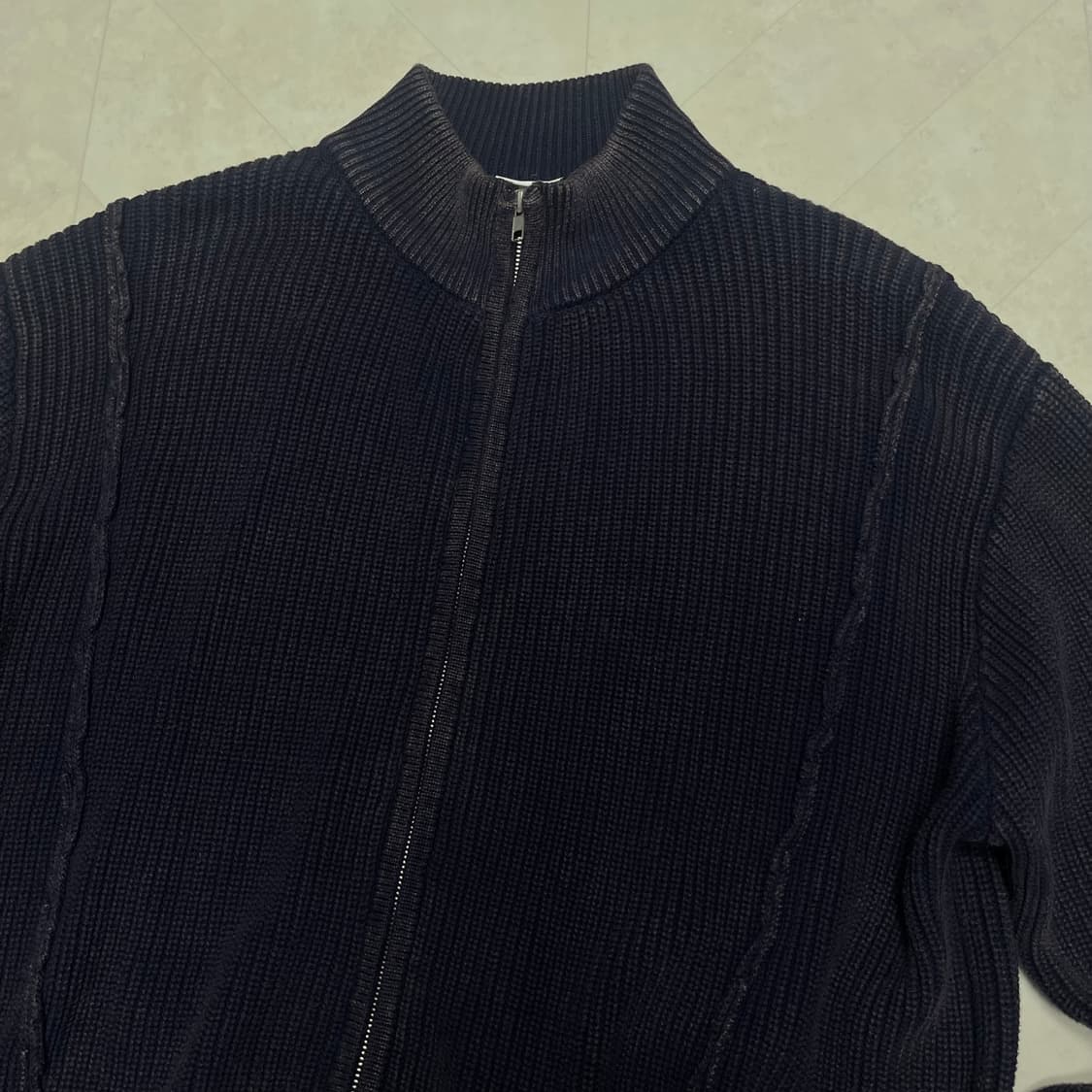 (L)파르티멘토 빈티지 워시드 니트집업자켓 다크네이비 상품이미지3